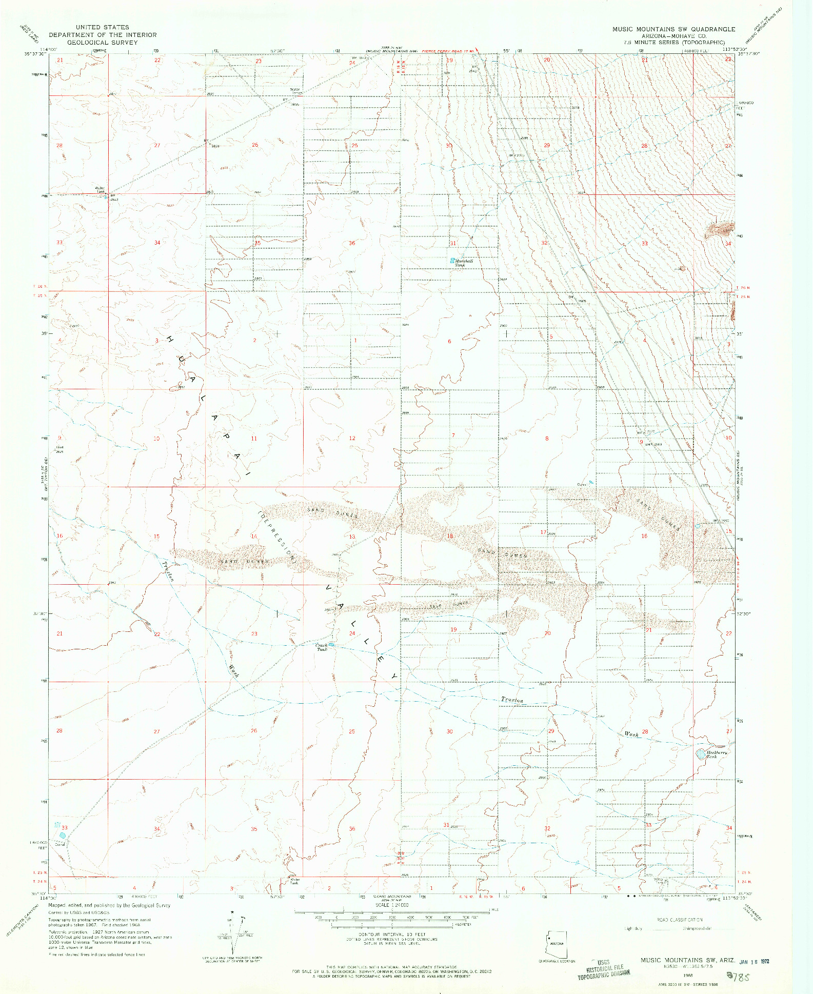 USGS 1:24000-SCALE QUADRANGLE FOR MUSIC MOUNTAINS SW, AZ 1968