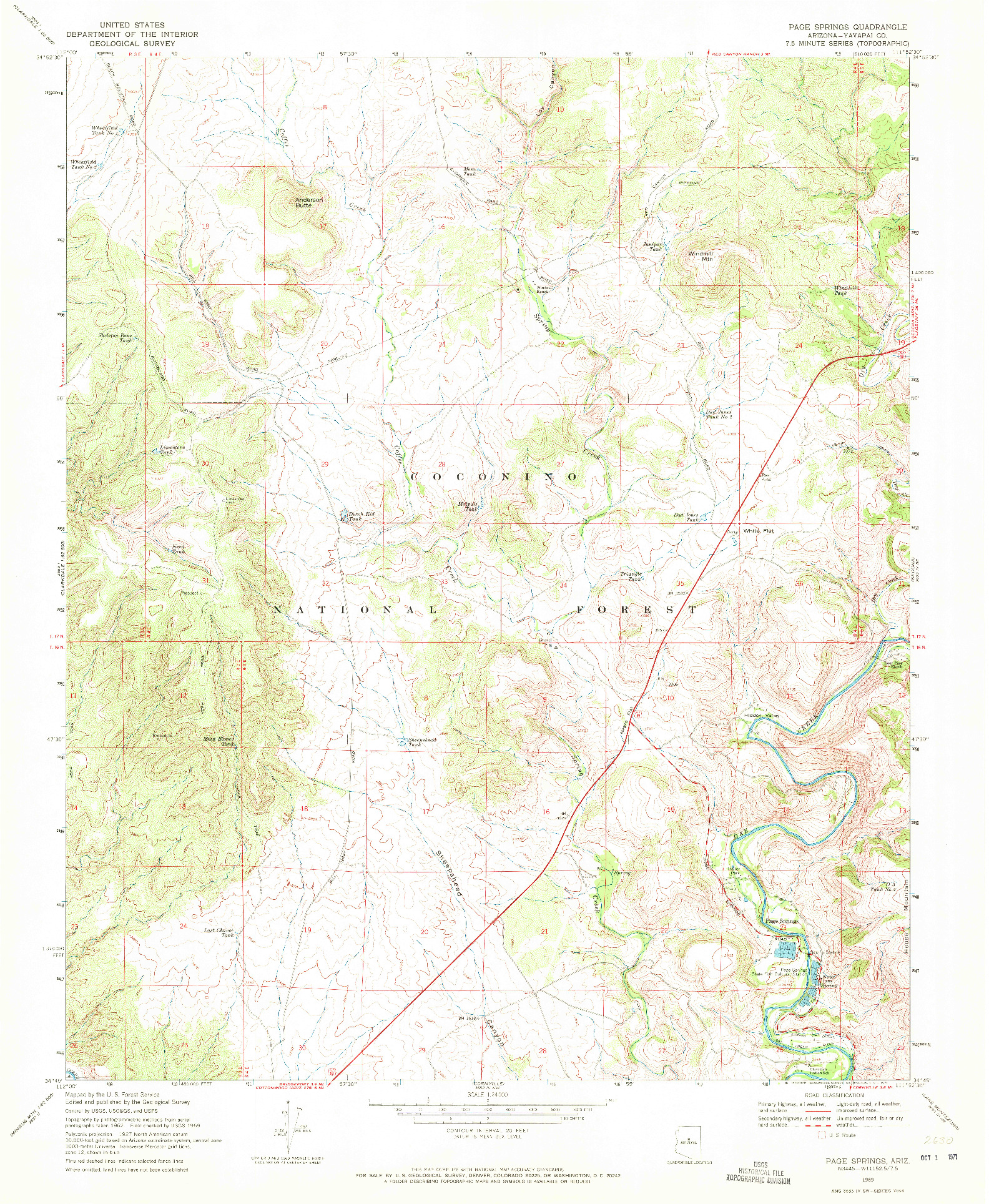 USGS 1:24000-SCALE QUADRANGLE FOR PAGE SPRINGS, AZ 1969