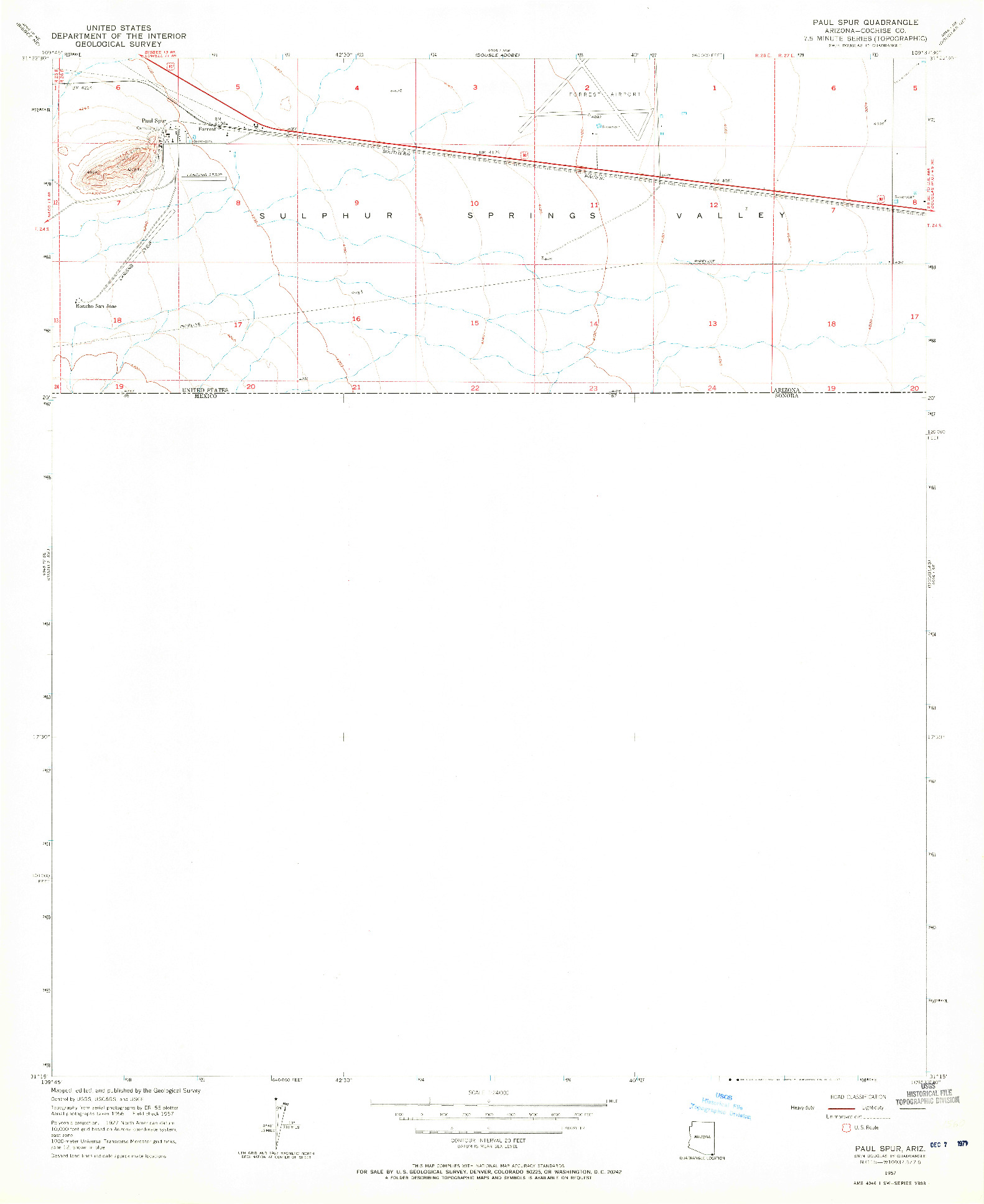 USGS 1:24000-SCALE QUADRANGLE FOR PAUL SPUR, AZ 1957