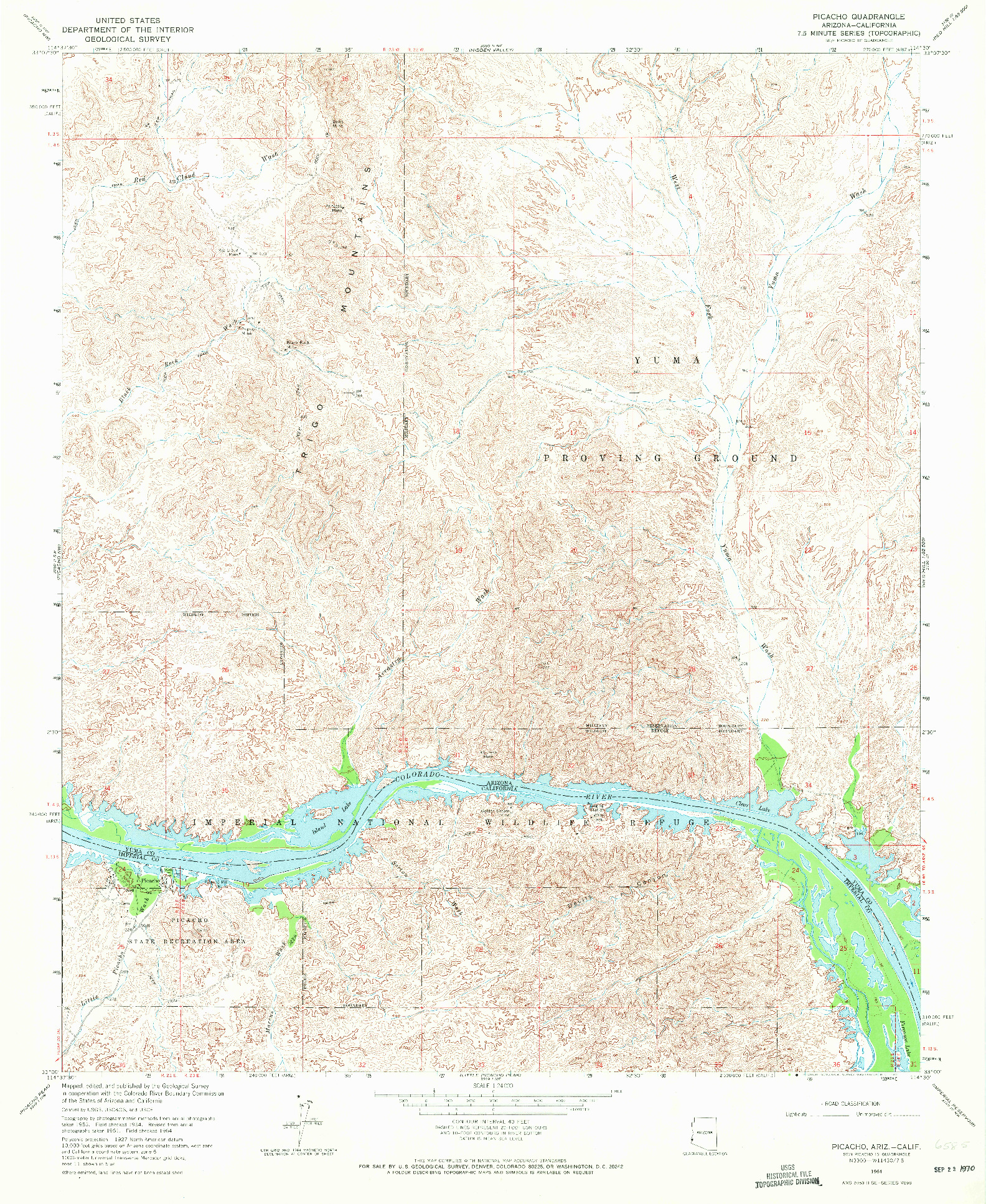 USGS 1:24000-SCALE QUADRANGLE FOR PICACHO, AZ 1964