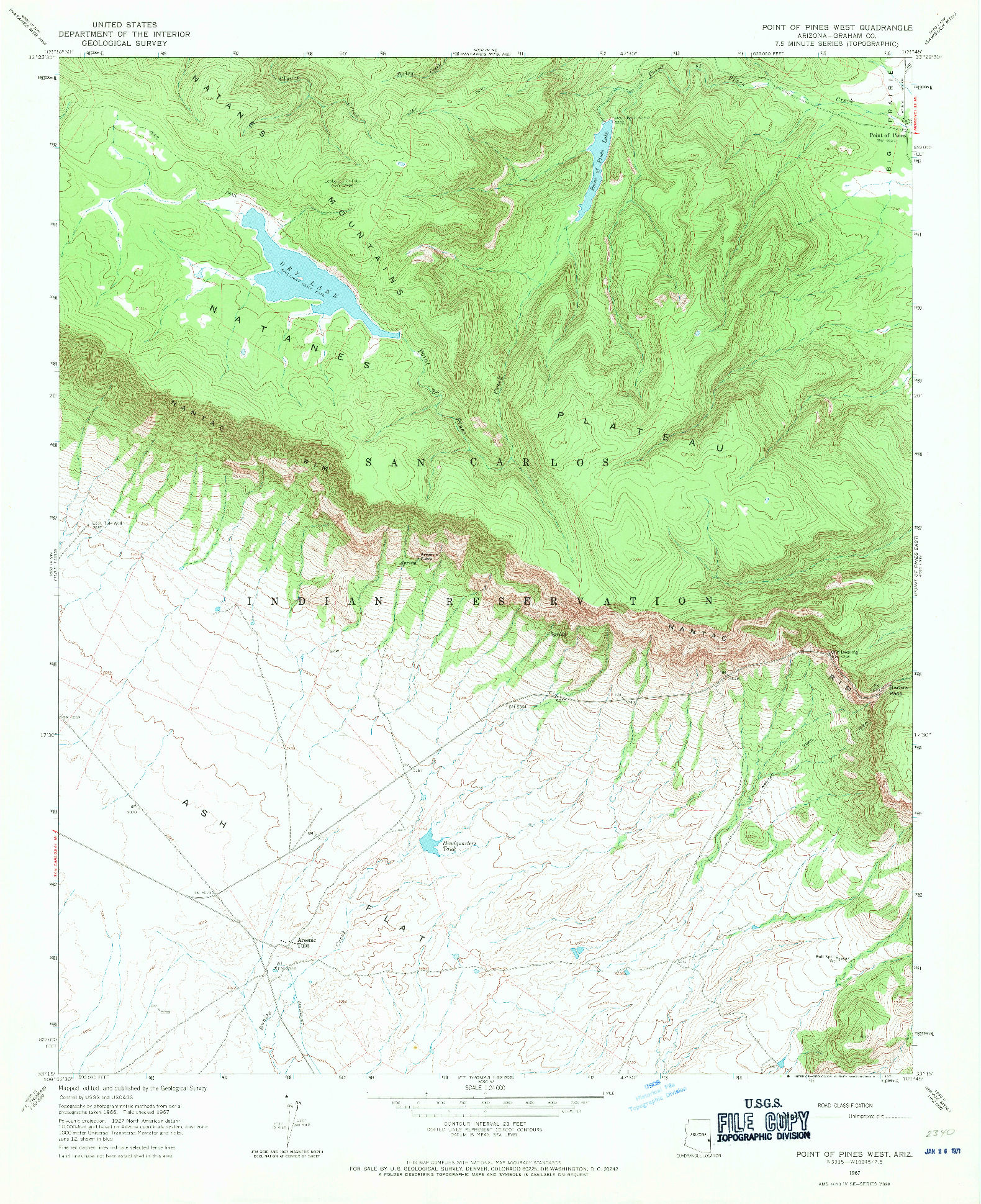 USGS 1:24000-SCALE QUADRANGLE FOR POINT OF PINES WEST, AZ 1967