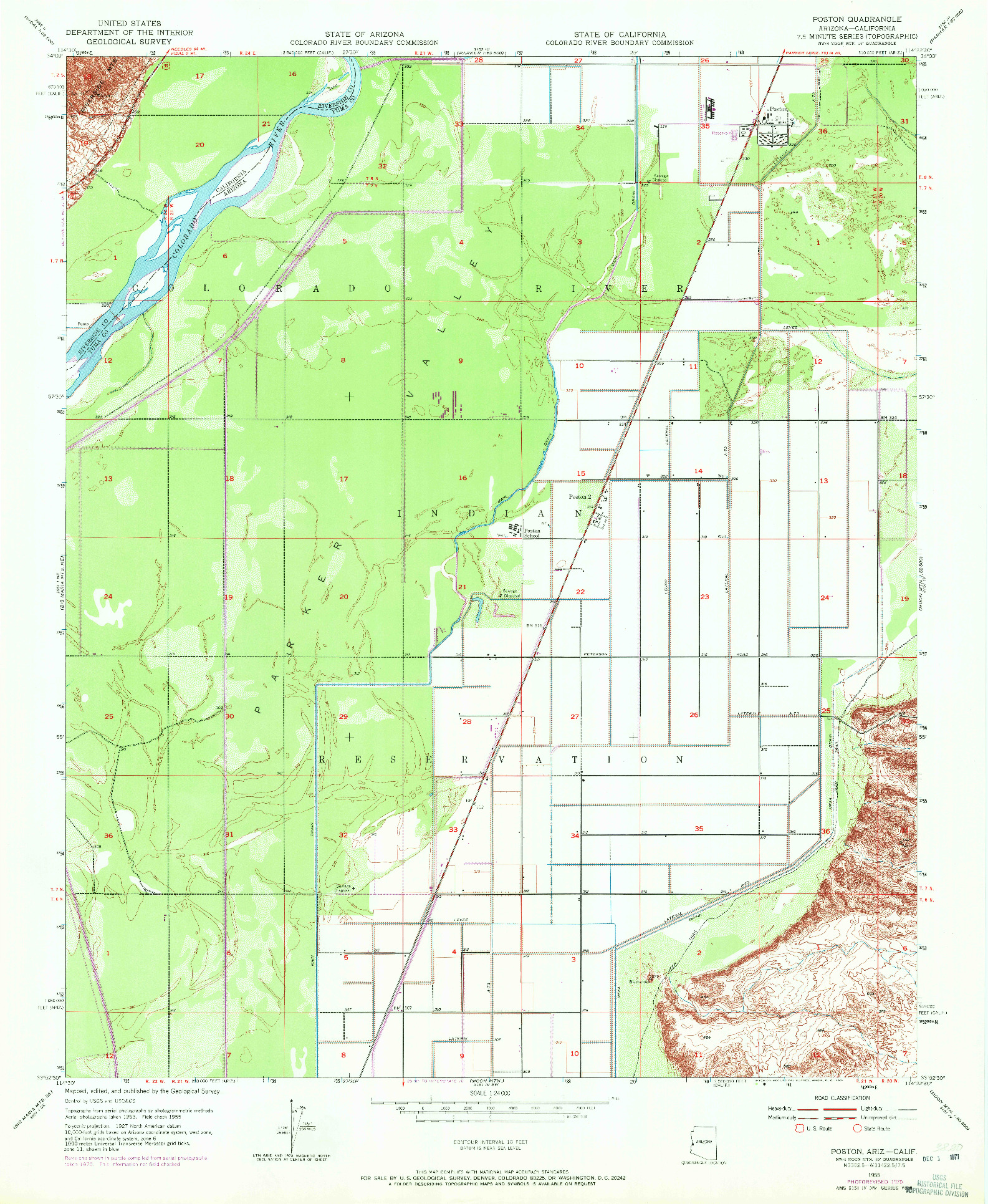 USGS 1:24000-SCALE QUADRANGLE FOR POSTON, AZ 1955