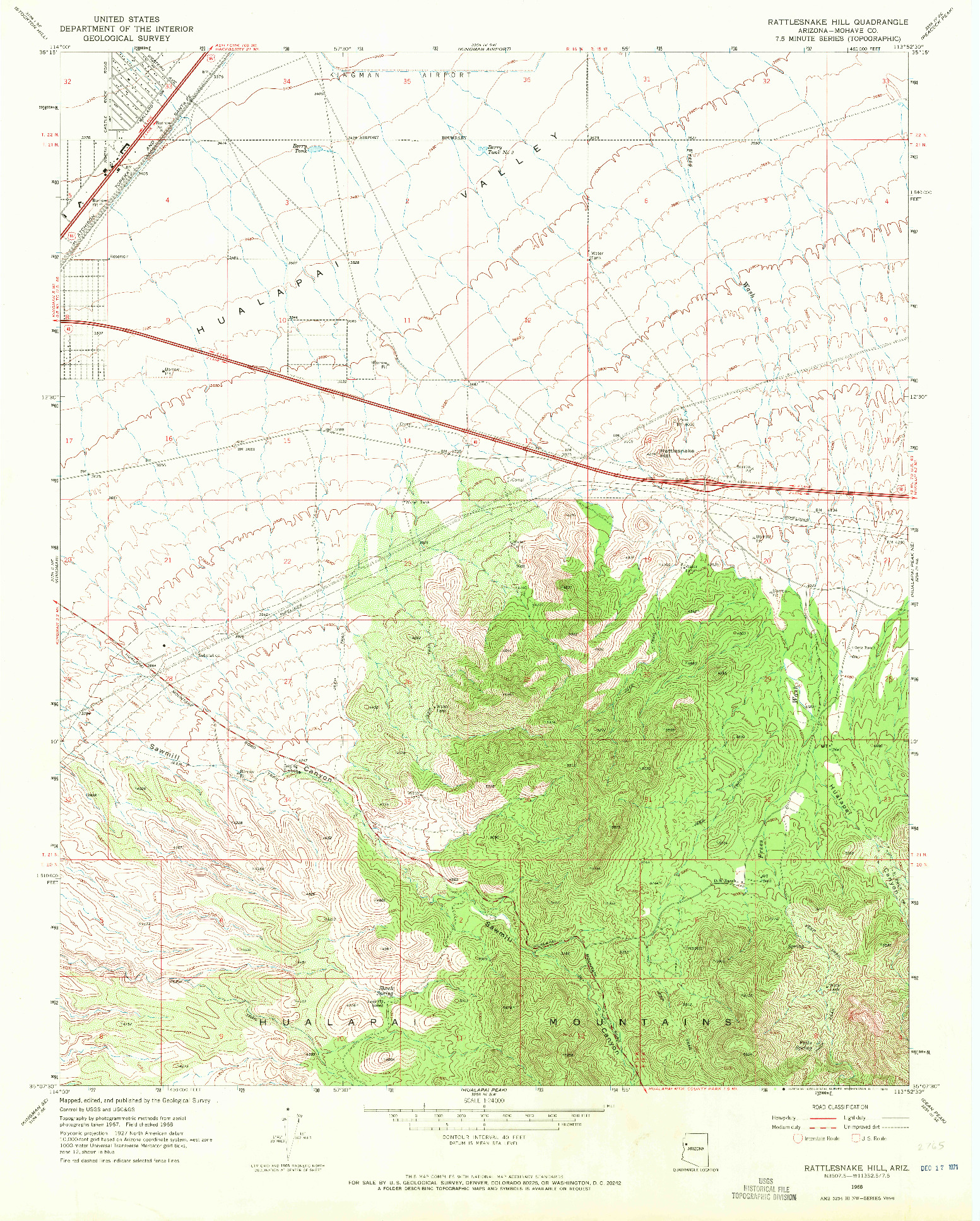 USGS 1:24000-SCALE QUADRANGLE FOR RATTLESNAKE HILL, AZ 1968