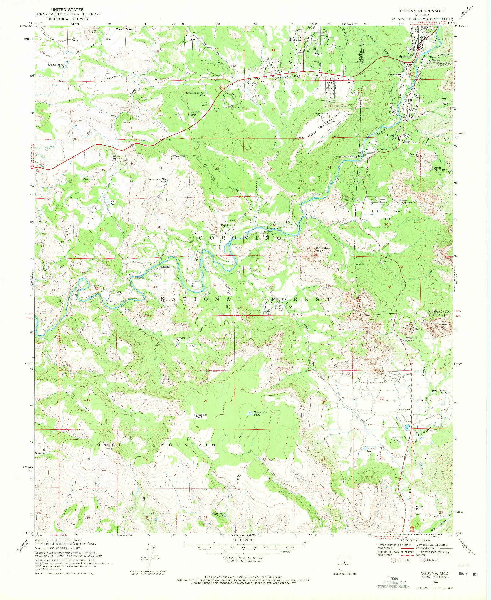 USGS 1:24000-SCALE QUADRANGLE FOR SEDONA, AZ 1969