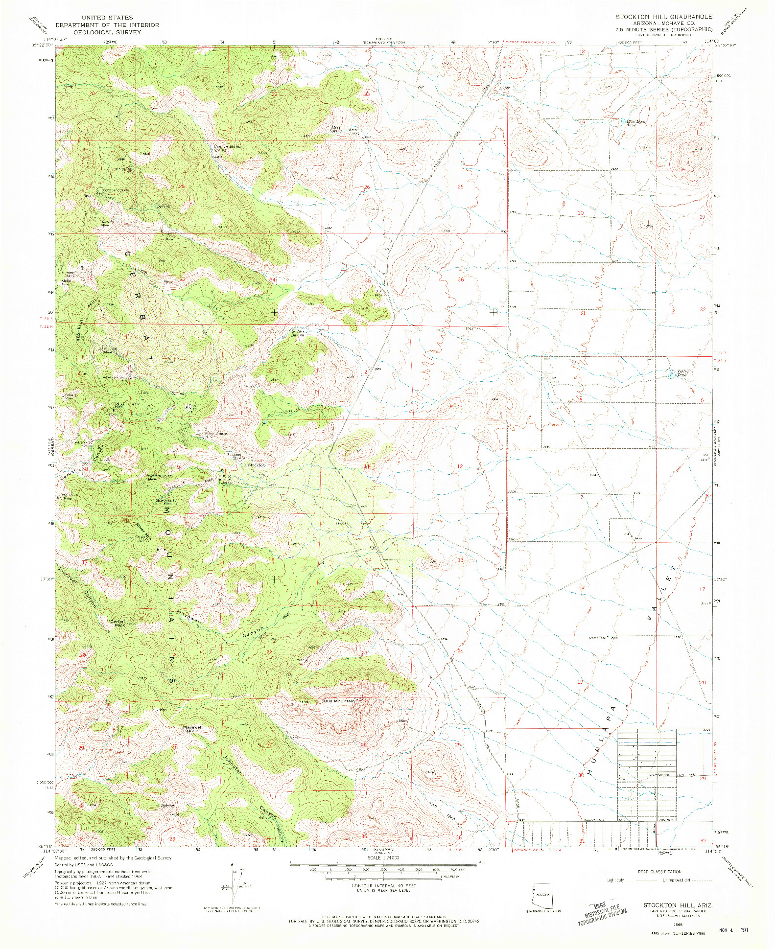 USGS 1:24000-SCALE QUADRANGLE FOR STOCKTON HILL, AZ 1968