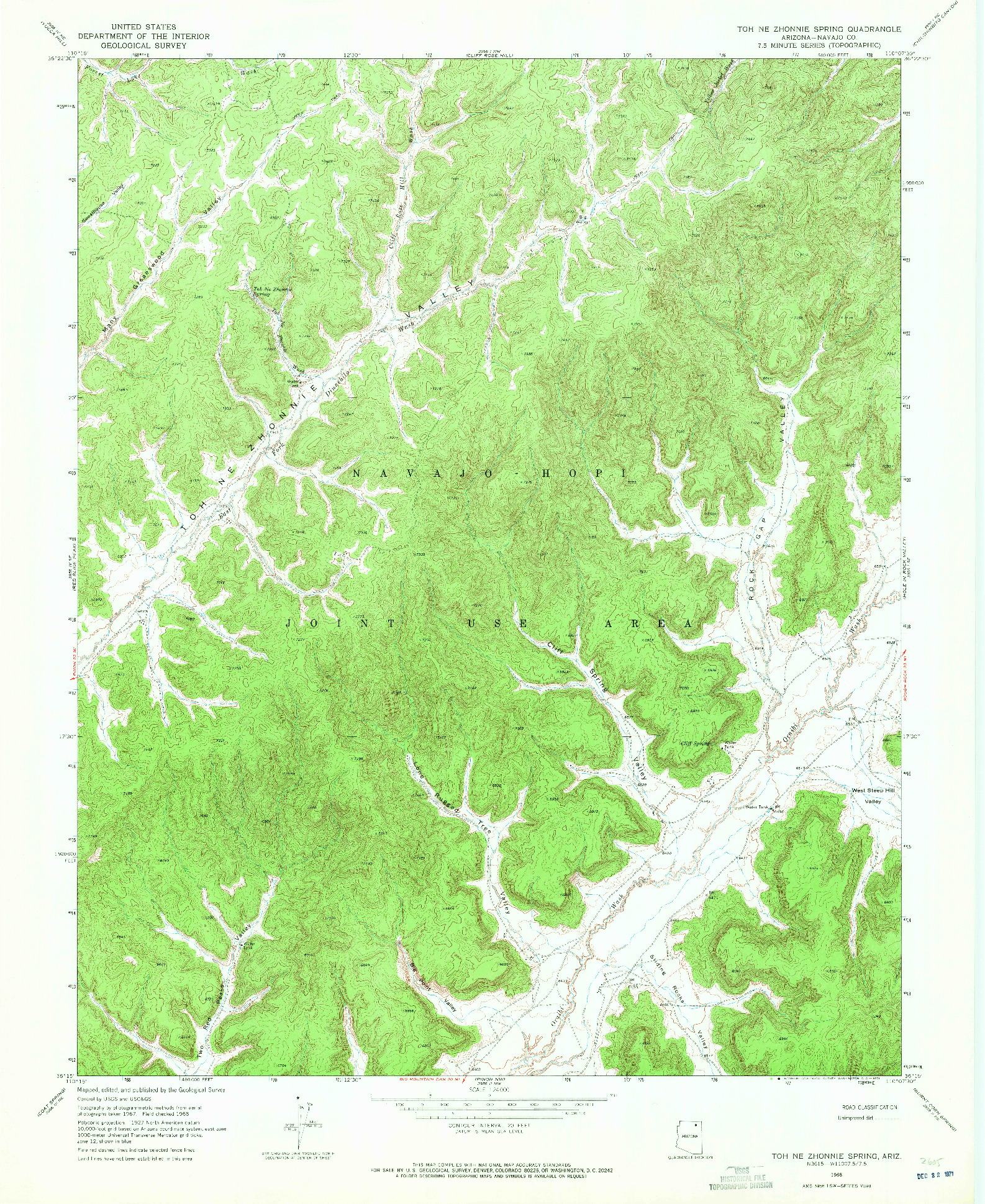 USGS 1:24000-SCALE QUADRANGLE FOR TOH NE ZHONNIE SPRING, AZ 1968