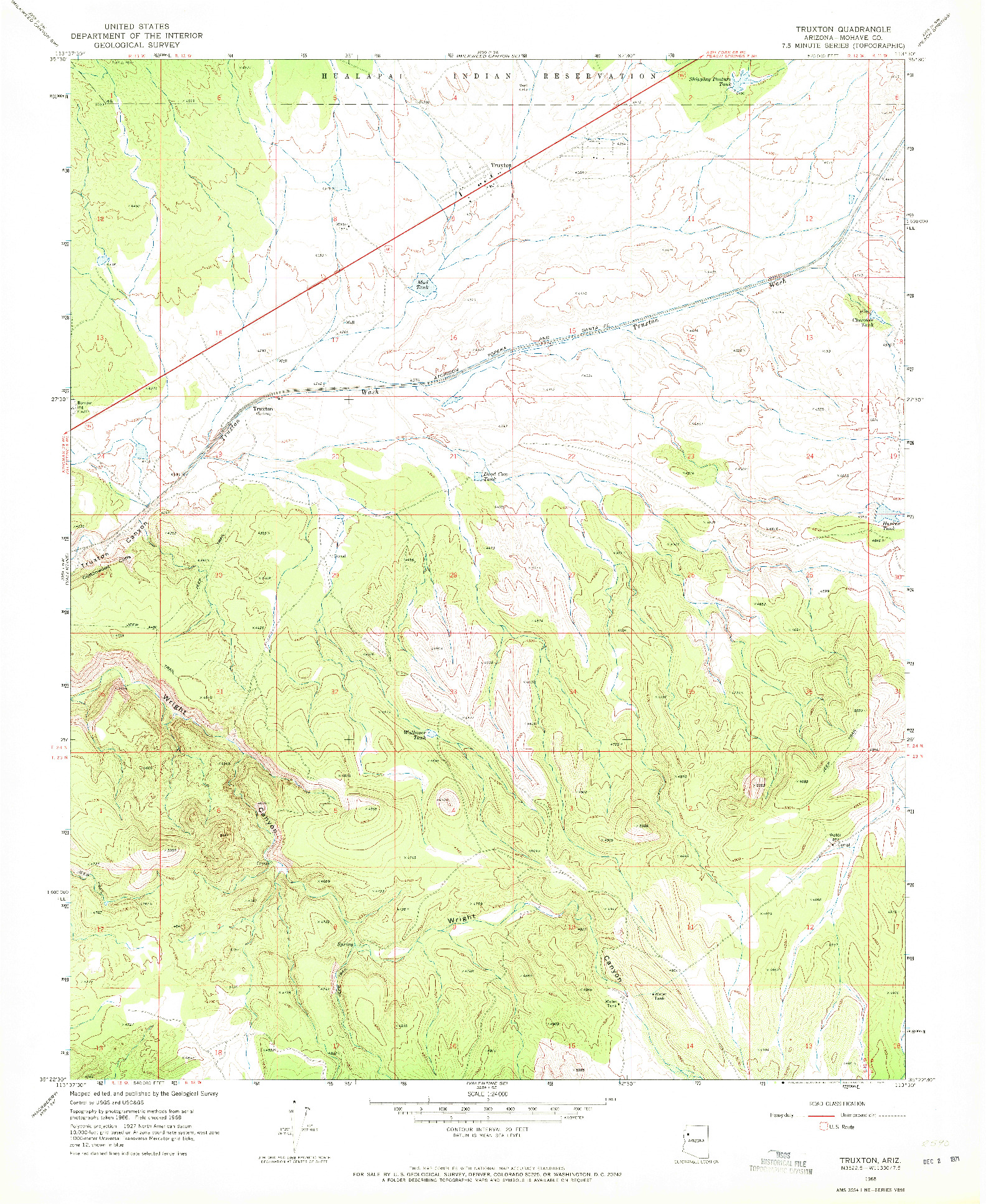 USGS 1:24000-SCALE QUADRANGLE FOR TRUXTON, AZ 1968