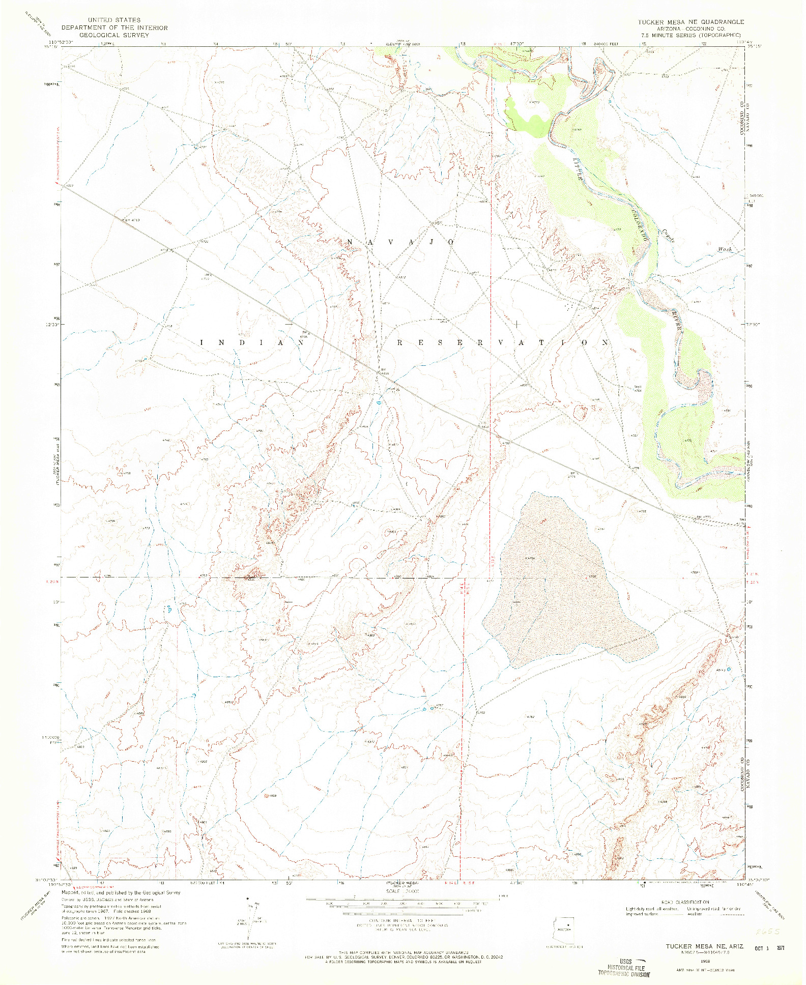 USGS 1:24000-SCALE QUADRANGLE FOR TUCKER MESA NE, AZ 1968