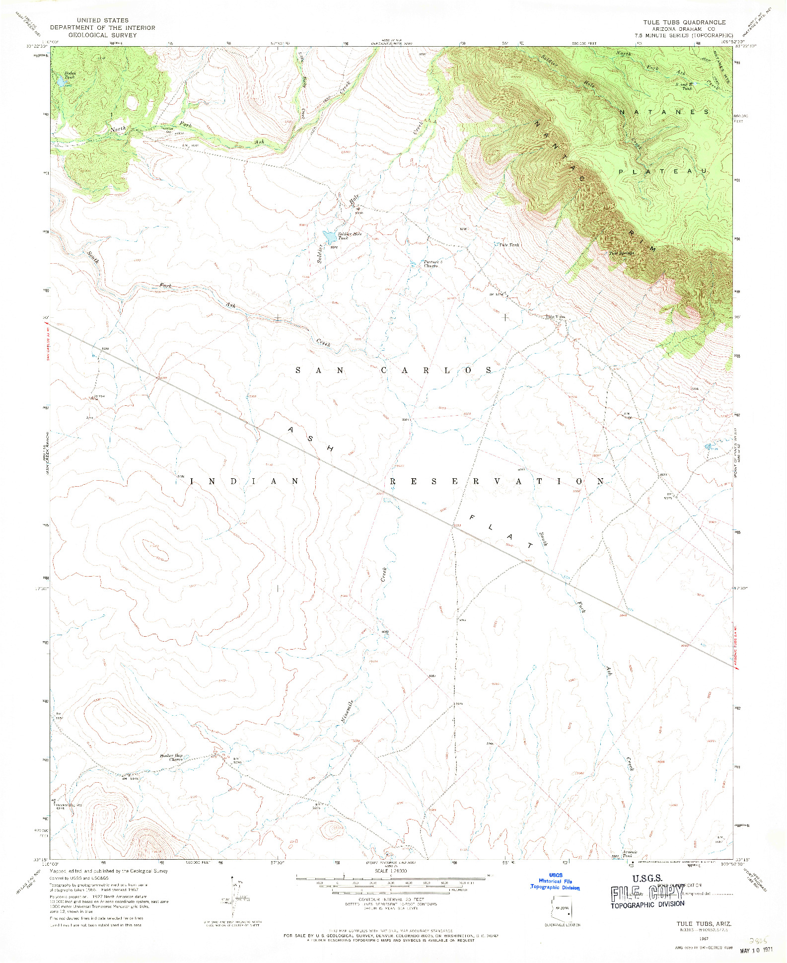 USGS 1:24000-SCALE QUADRANGLE FOR TULE TUBS, AZ 1967