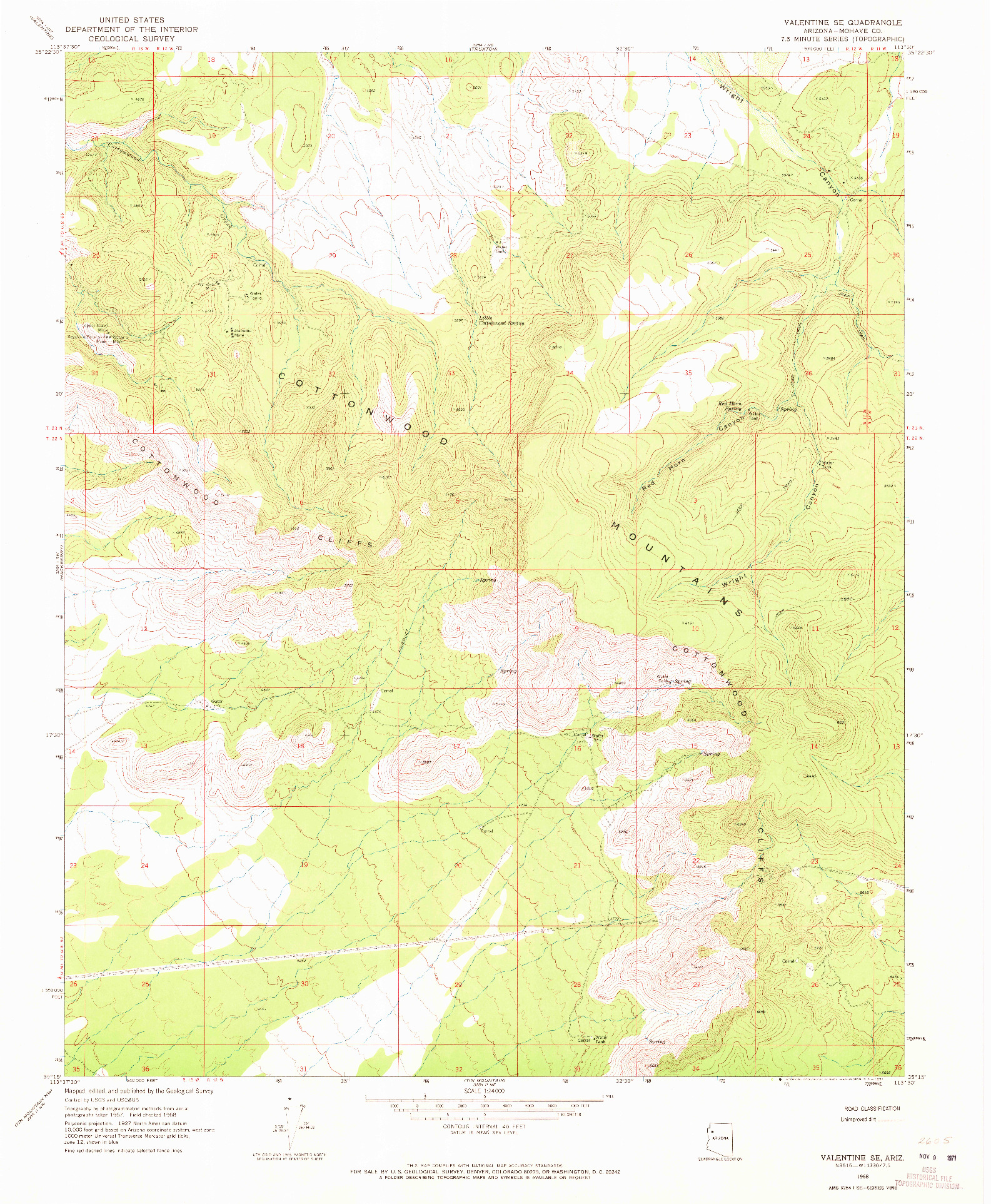 USGS 1:24000-SCALE QUADRANGLE FOR VALENTINE SE, AZ 1968
