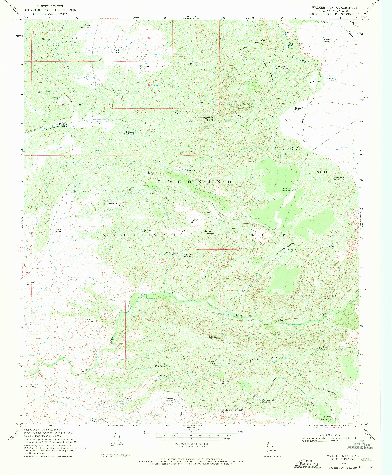 USGS 1:24000-SCALE QUADRANGLE FOR WALKER MTN., AZ 1969