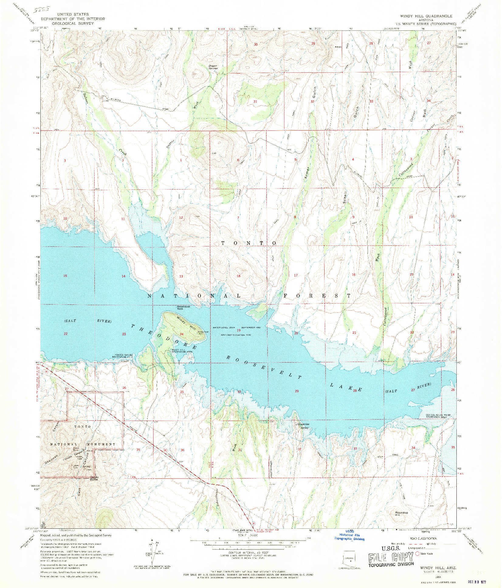 USGS 1:24000-SCALE QUADRANGLE FOR WINDY HILL, AZ 1964