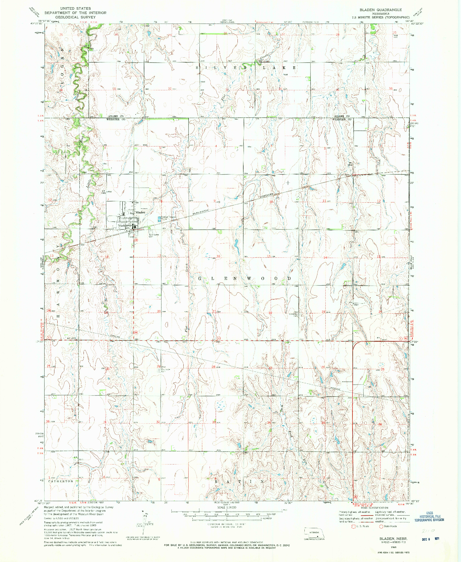 USGS 1:24000-SCALE QUADRANGLE FOR BLADEN, NE 1969