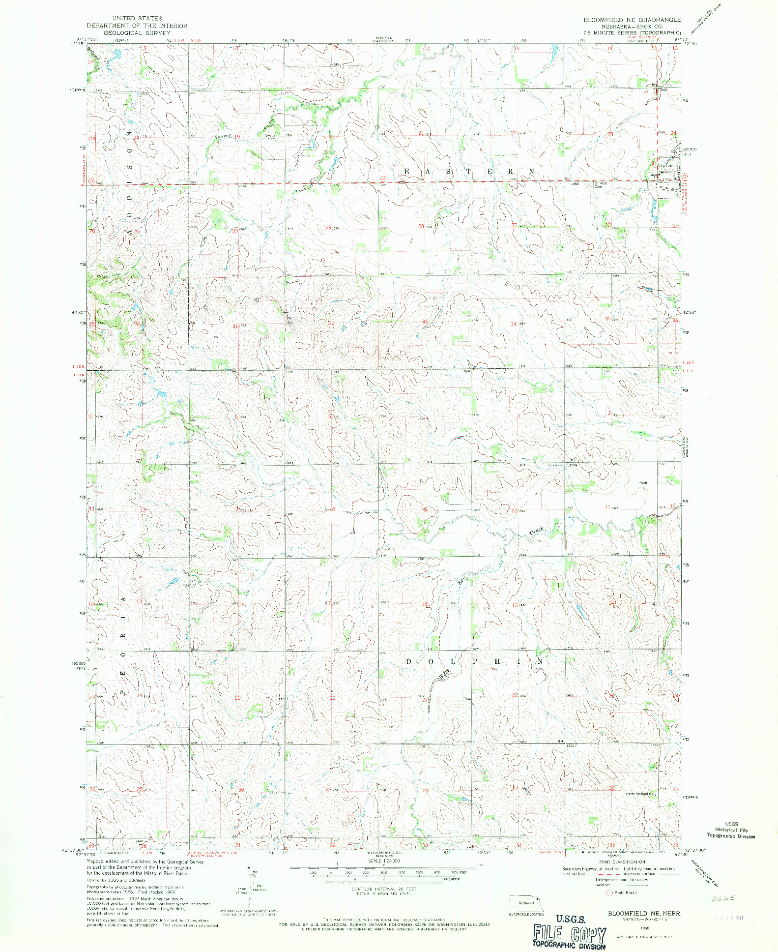 USGS 1:24000-SCALE QUADRANGLE FOR BLOOMFIELD NE, NE 1968