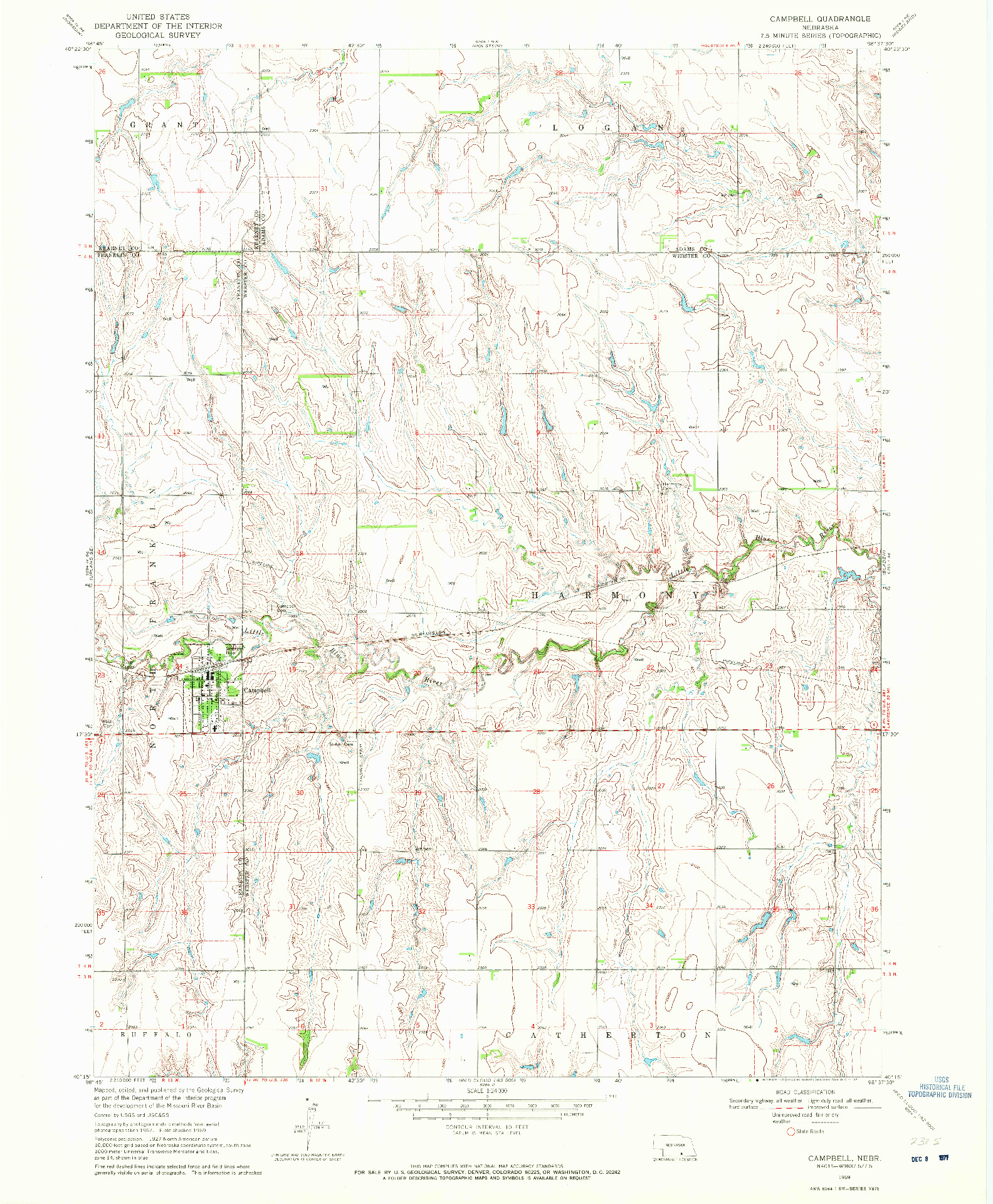 USGS 1:24000-SCALE QUADRANGLE FOR CAMPBELL, NE 1969