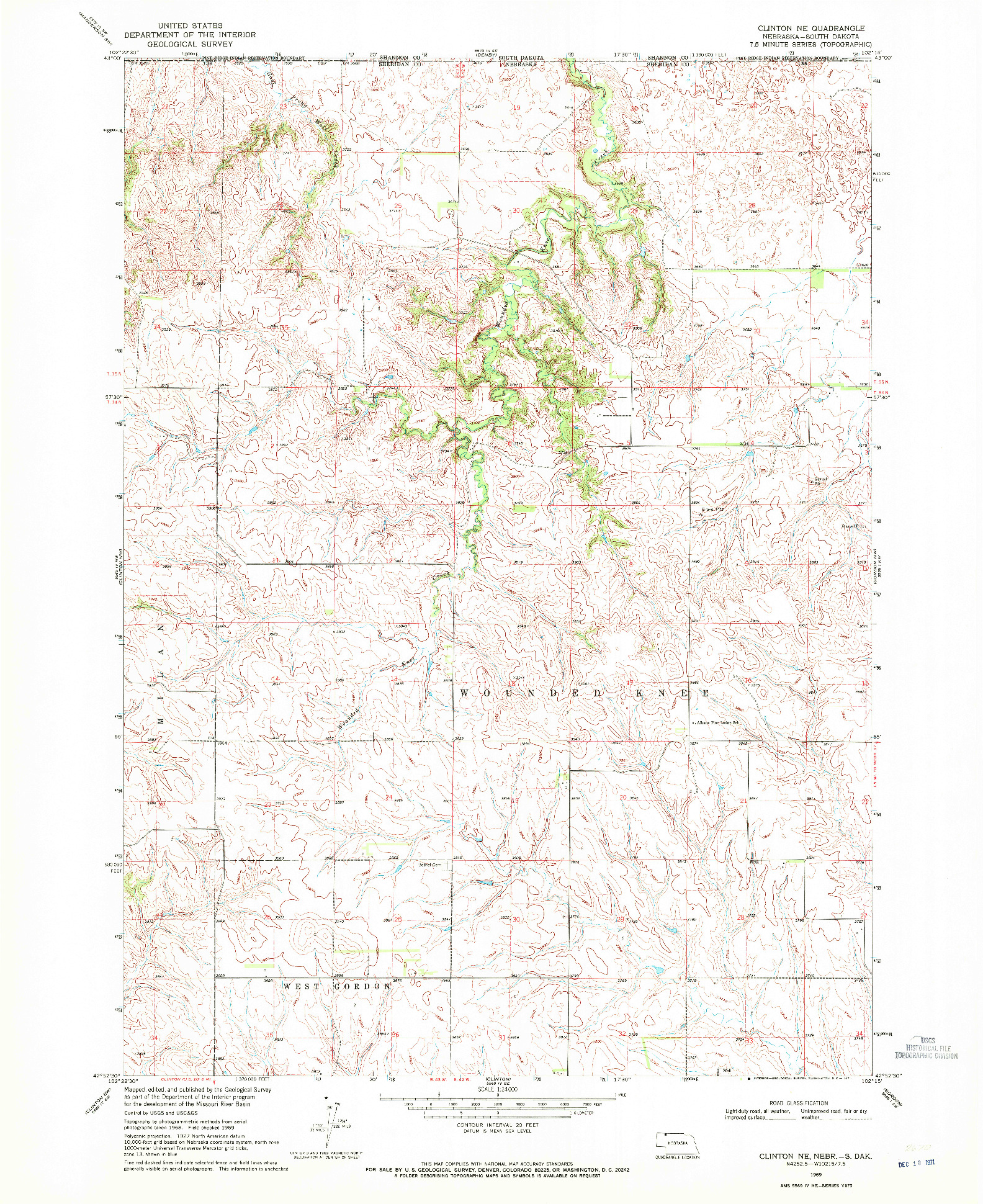 USGS 1:24000-SCALE QUADRANGLE FOR CLINTON NE, NE 1969