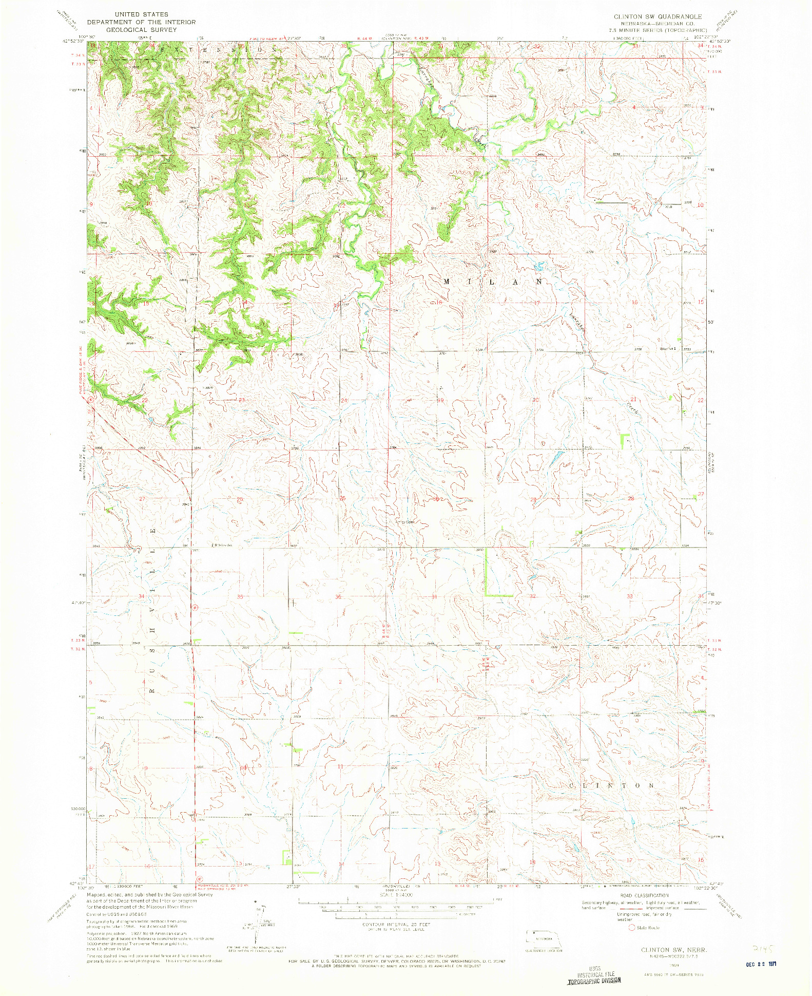 USGS 1:24000-SCALE QUADRANGLE FOR CLINTON SW, NE 1969