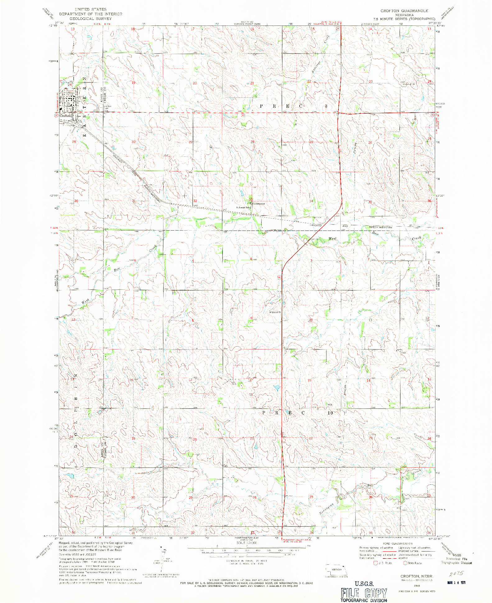 USGS 1:24000-SCALE QUADRANGLE FOR CROFTON, NE 1968