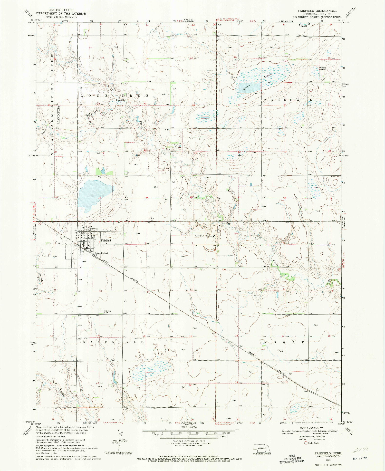 USGS 1:24000-SCALE QUADRANGLE FOR FAIRFIELD, NE 1969