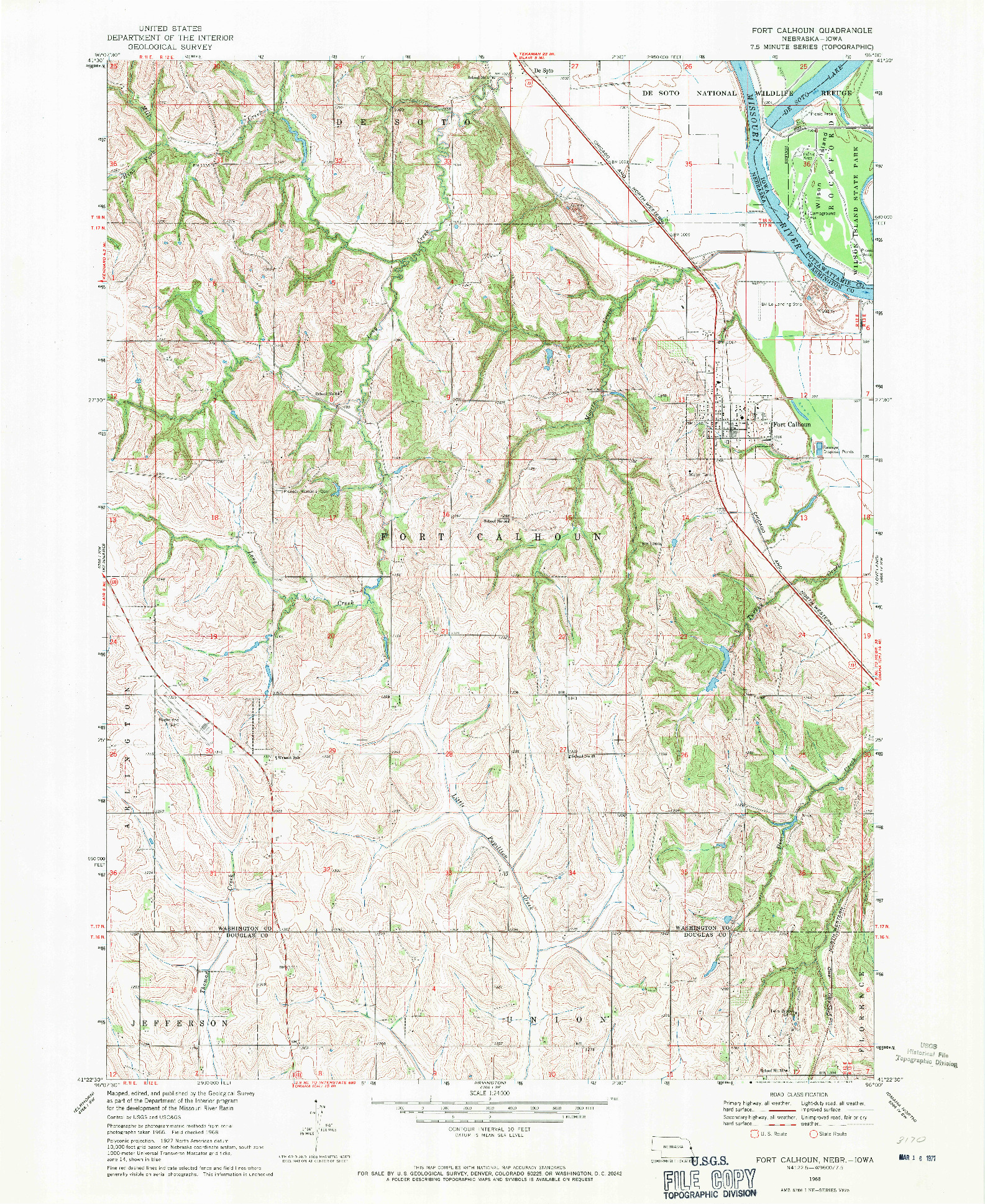 USGS 1:24000-SCALE QUADRANGLE FOR FORT CALHOUN, NE 1968