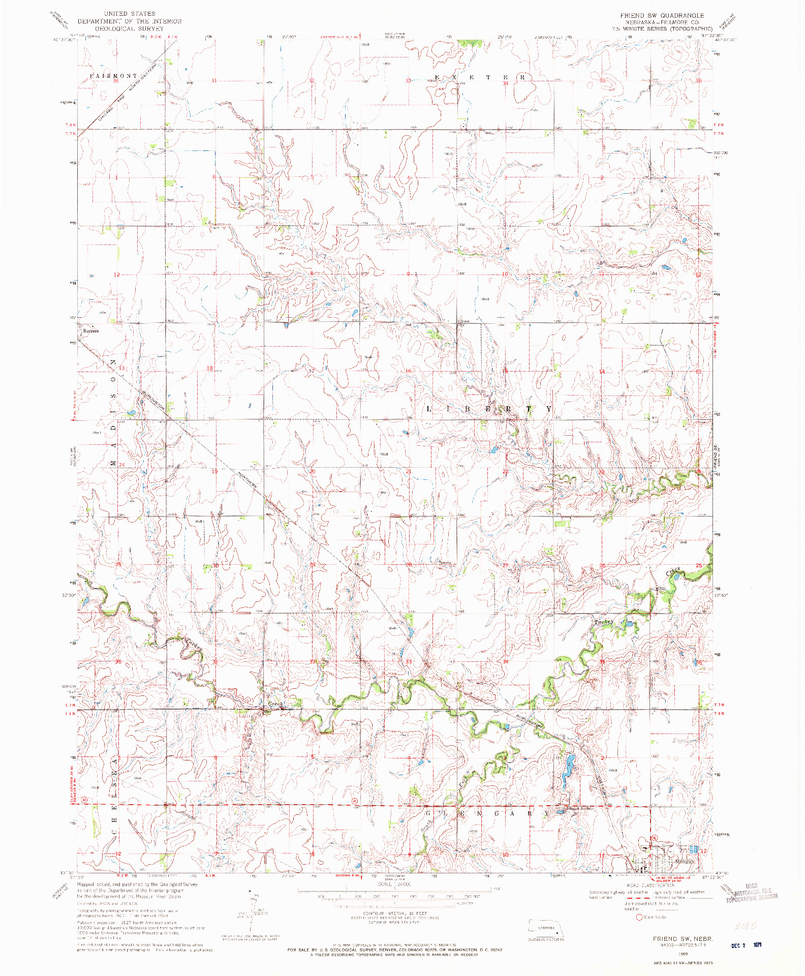 USGS 1:24000-SCALE QUADRANGLE FOR FRIEND SW, NE 1969