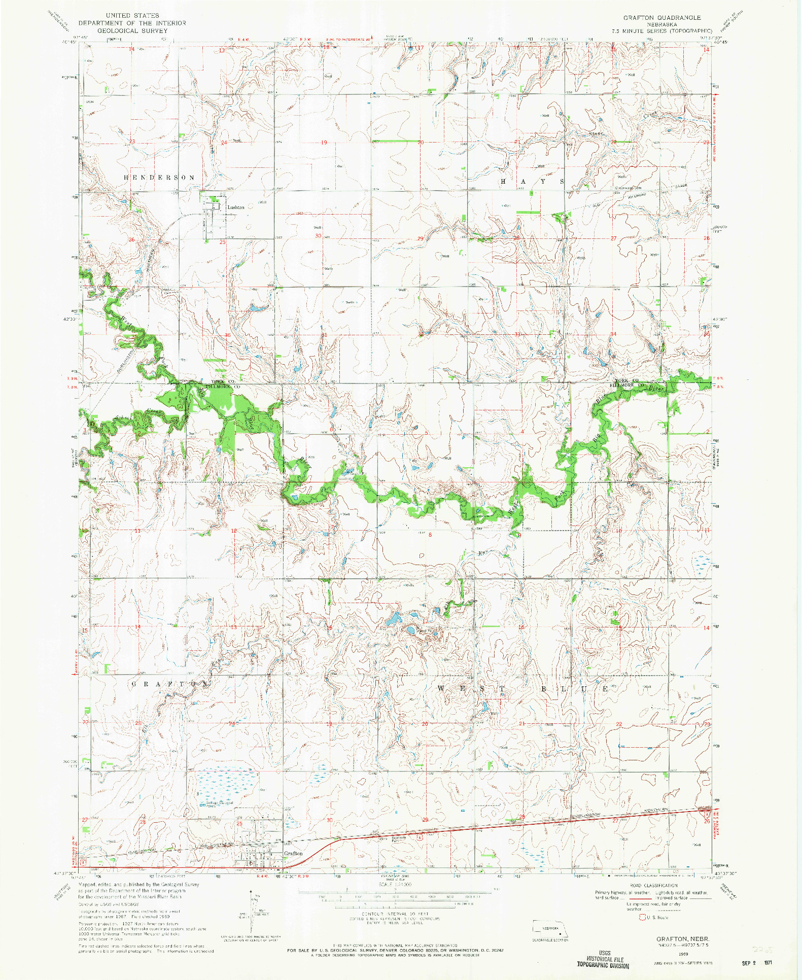 USGS 1:24000-SCALE QUADRANGLE FOR GRAFTON, NE 1969