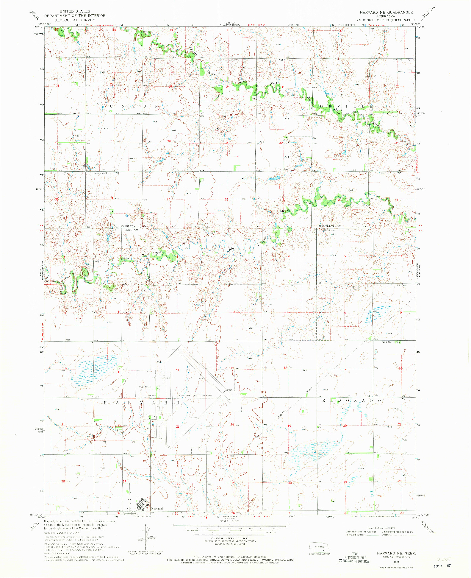 USGS 1:24000-SCALE QUADRANGLE FOR HARVARD NE, NE 1969