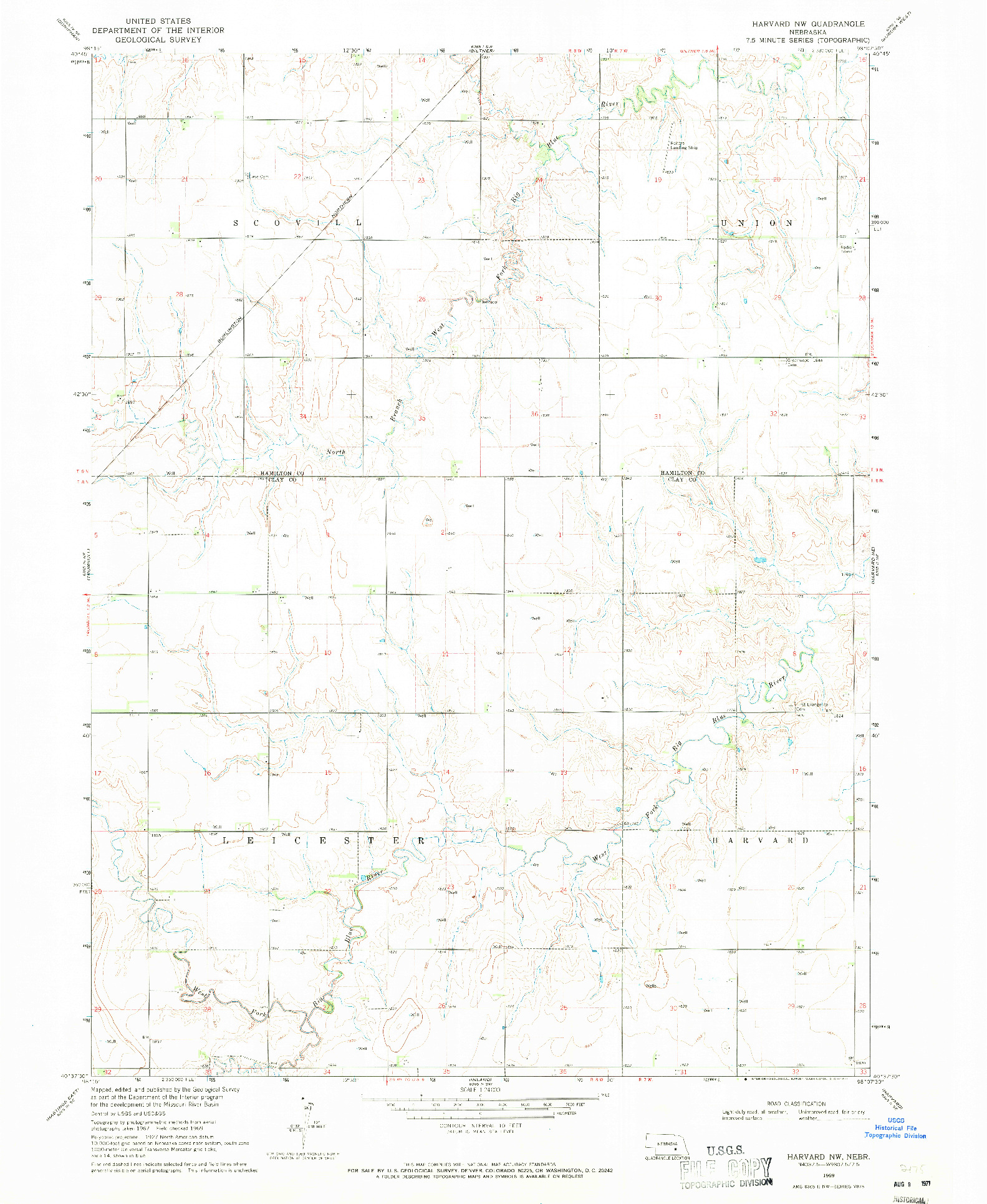 USGS 1:24000-SCALE QUADRANGLE FOR HARVARD NW, NE 1969