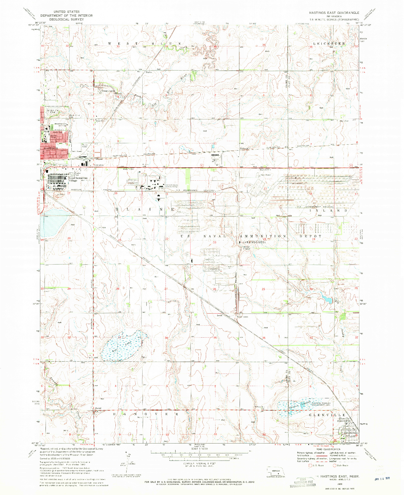 USGS 1:24000-SCALE QUADRANGLE FOR HASTINGS EAST, NE 1969