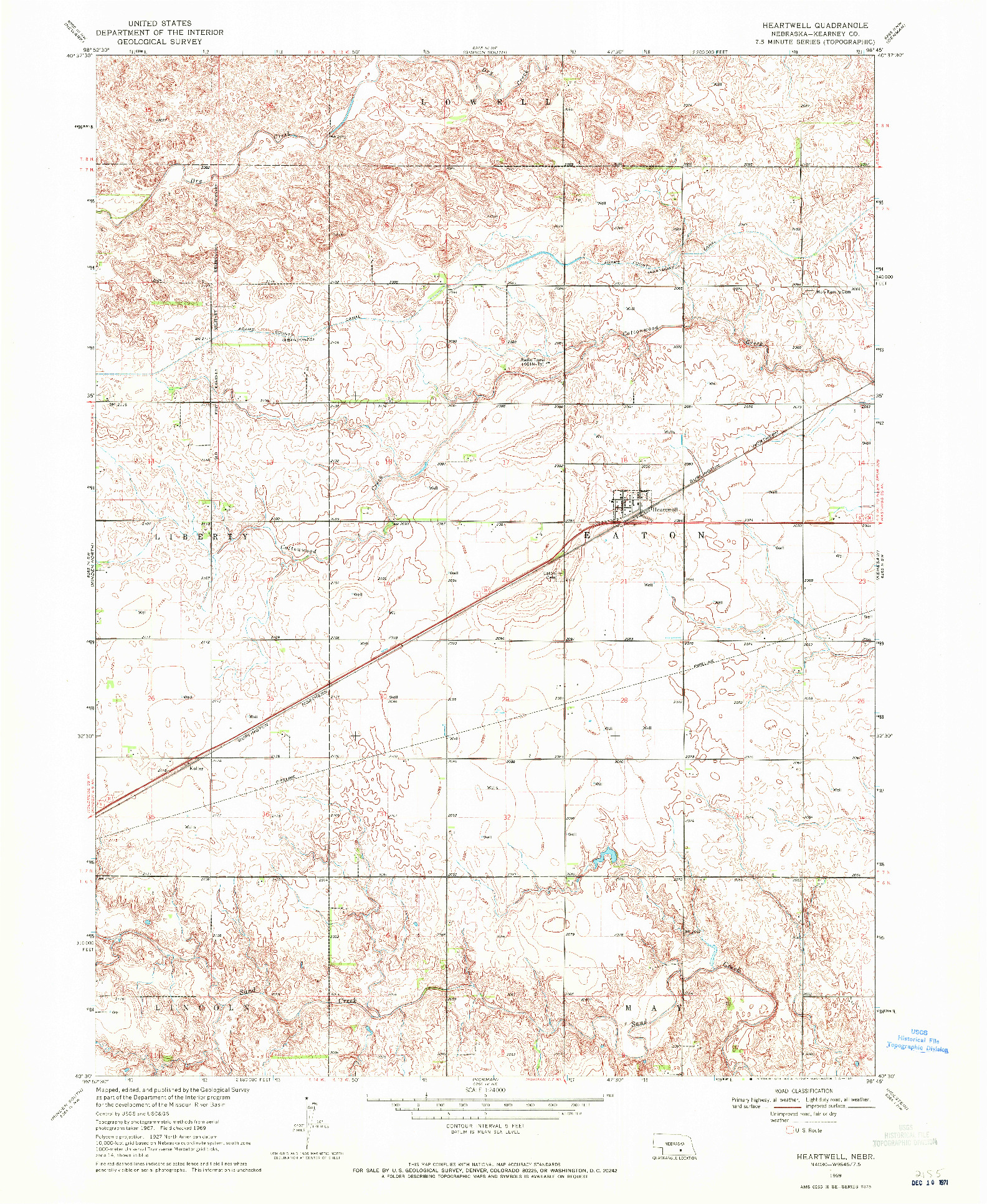 USGS 1:24000-SCALE QUADRANGLE FOR HEARTWELL, NE 1969