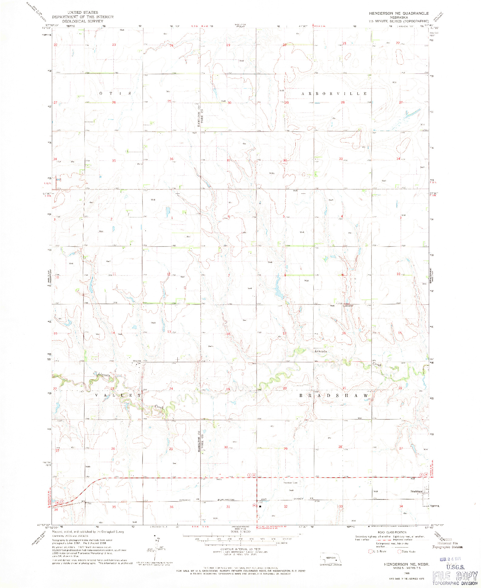 USGS 1:24000-SCALE QUADRANGLE FOR HENDERSON NE, NE 1968