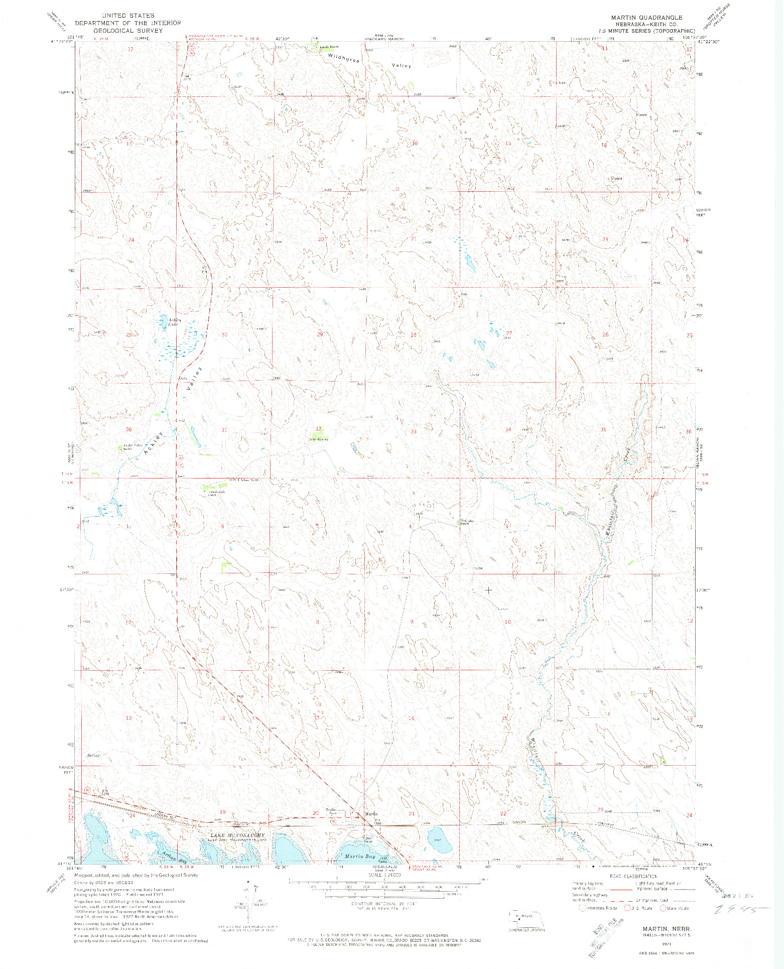 USGS 1:24000-SCALE QUADRANGLE FOR MARTIN, NE 1971