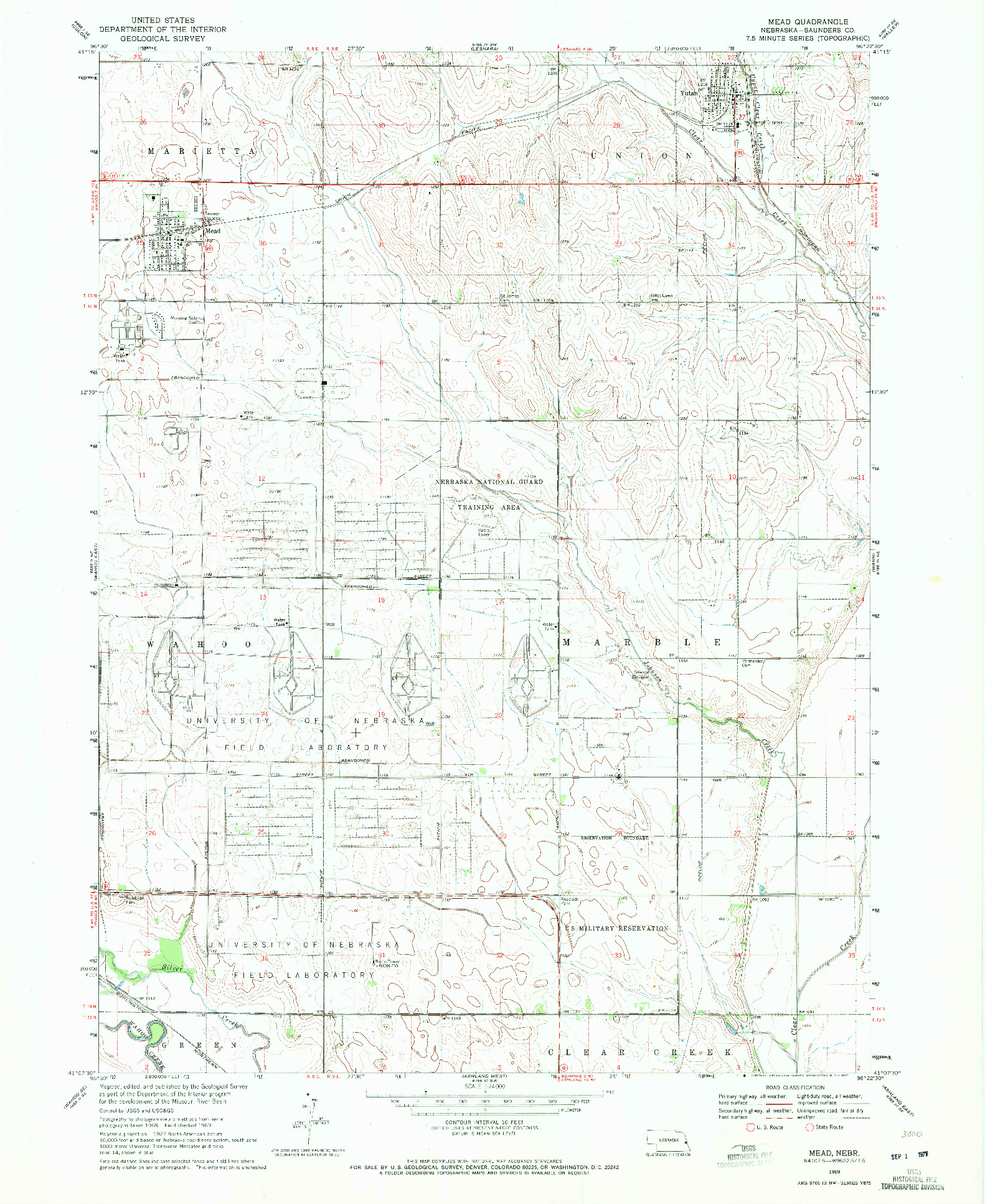 USGS 1:24000-SCALE QUADRANGLE FOR MEAD, NE 1969