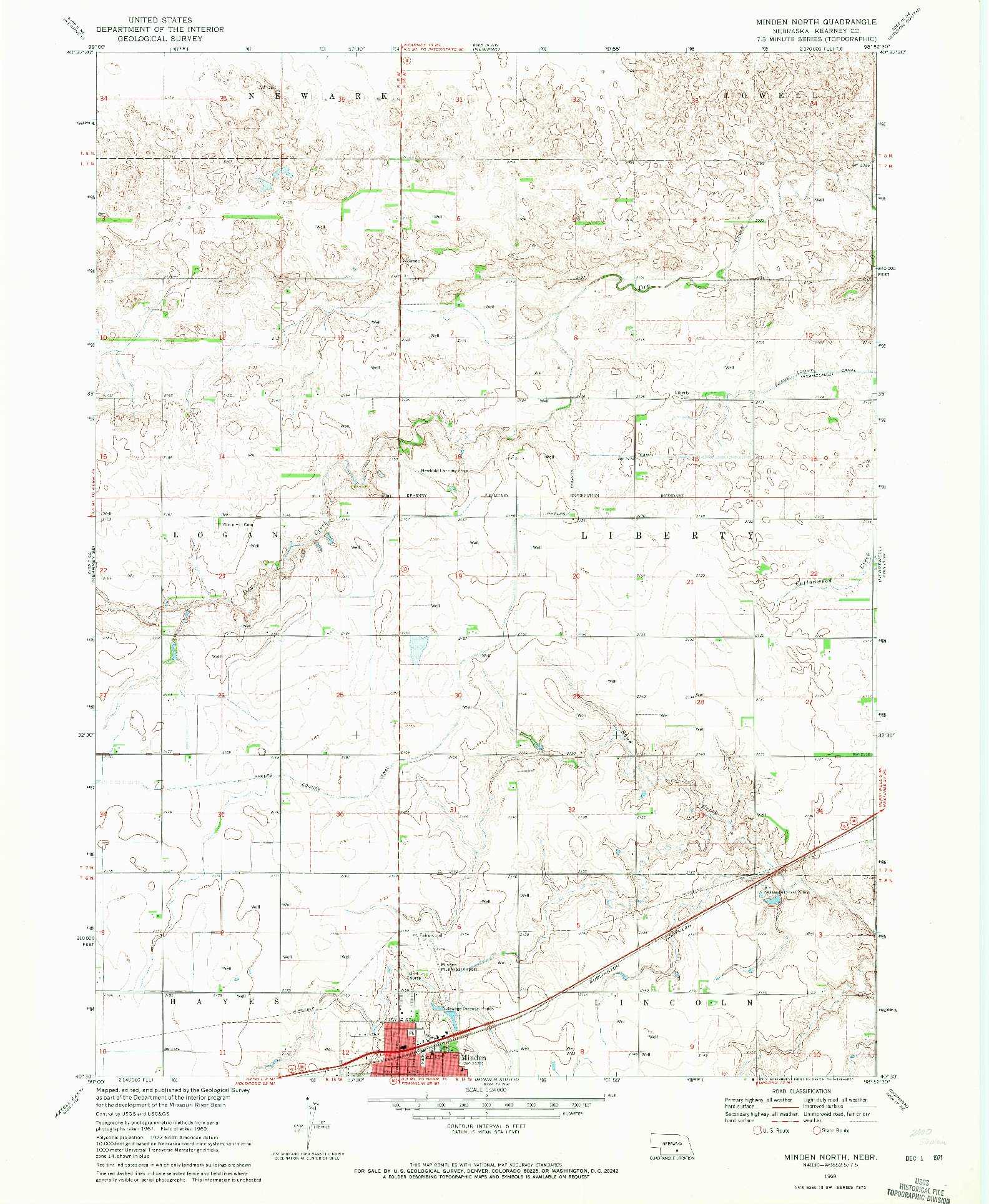 USGS 1:24000-SCALE QUADRANGLE FOR MINDEN NORTH, NE 1969