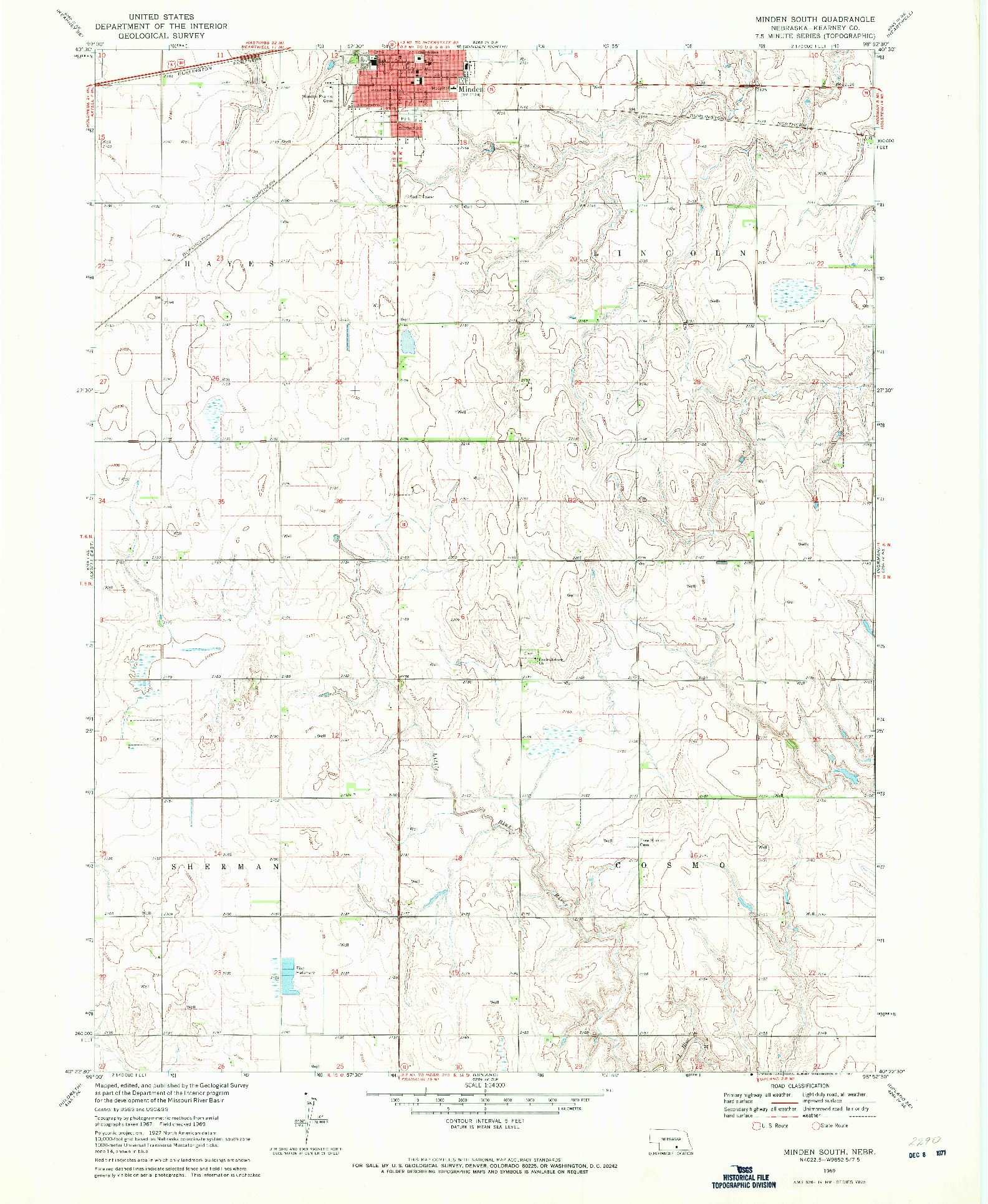 USGS 1:24000-SCALE QUADRANGLE FOR MINDEN SOUTH, NE 1969