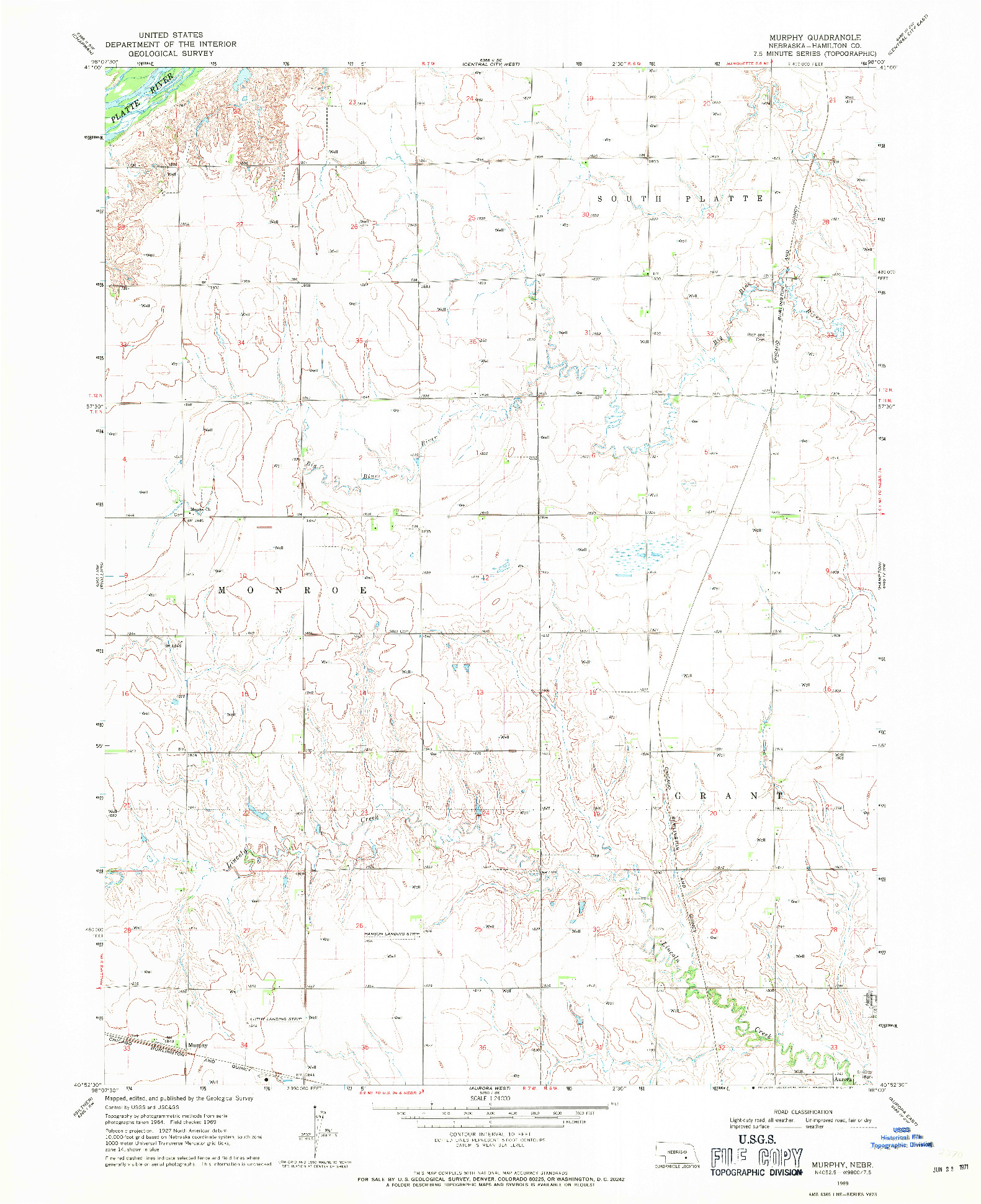 USGS 1:24000-SCALE QUADRANGLE FOR MURPHY, NE 1969
