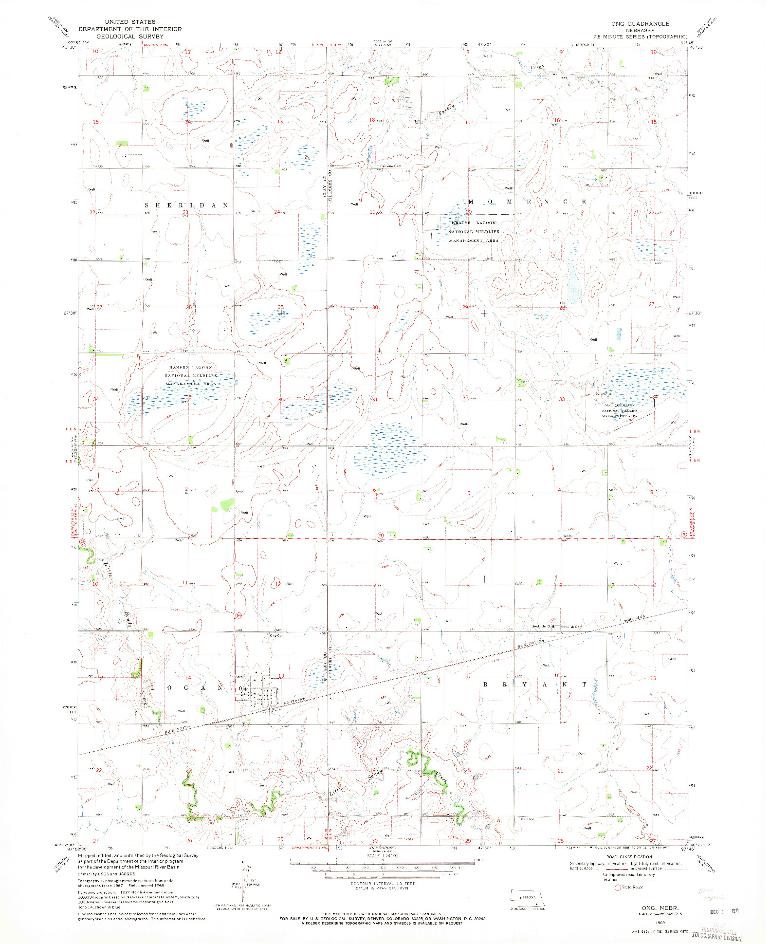 USGS 1:24000-SCALE QUADRANGLE FOR ONG, NE 1969