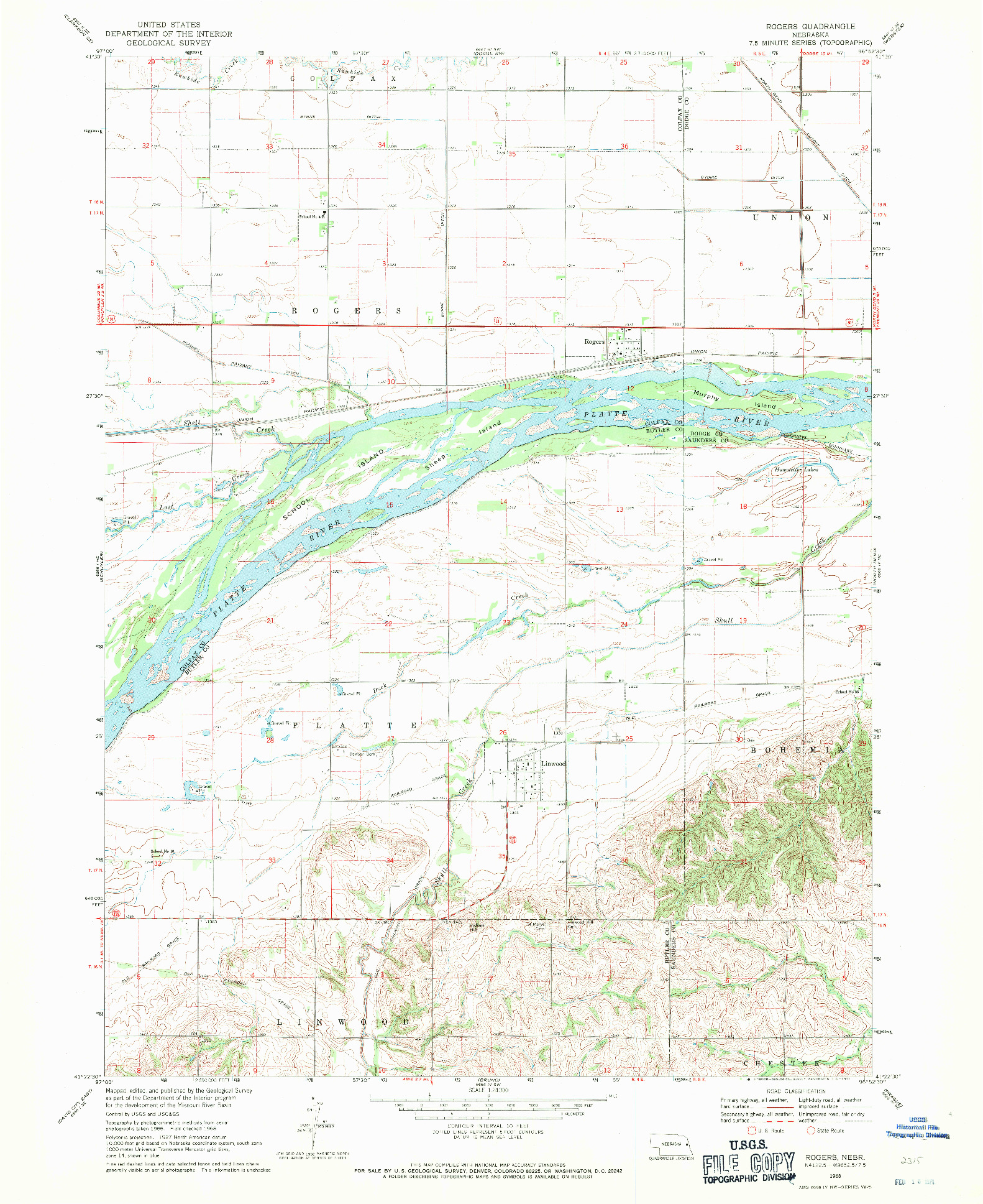 USGS 1:24000-SCALE QUADRANGLE FOR ROGERS, NE 1968