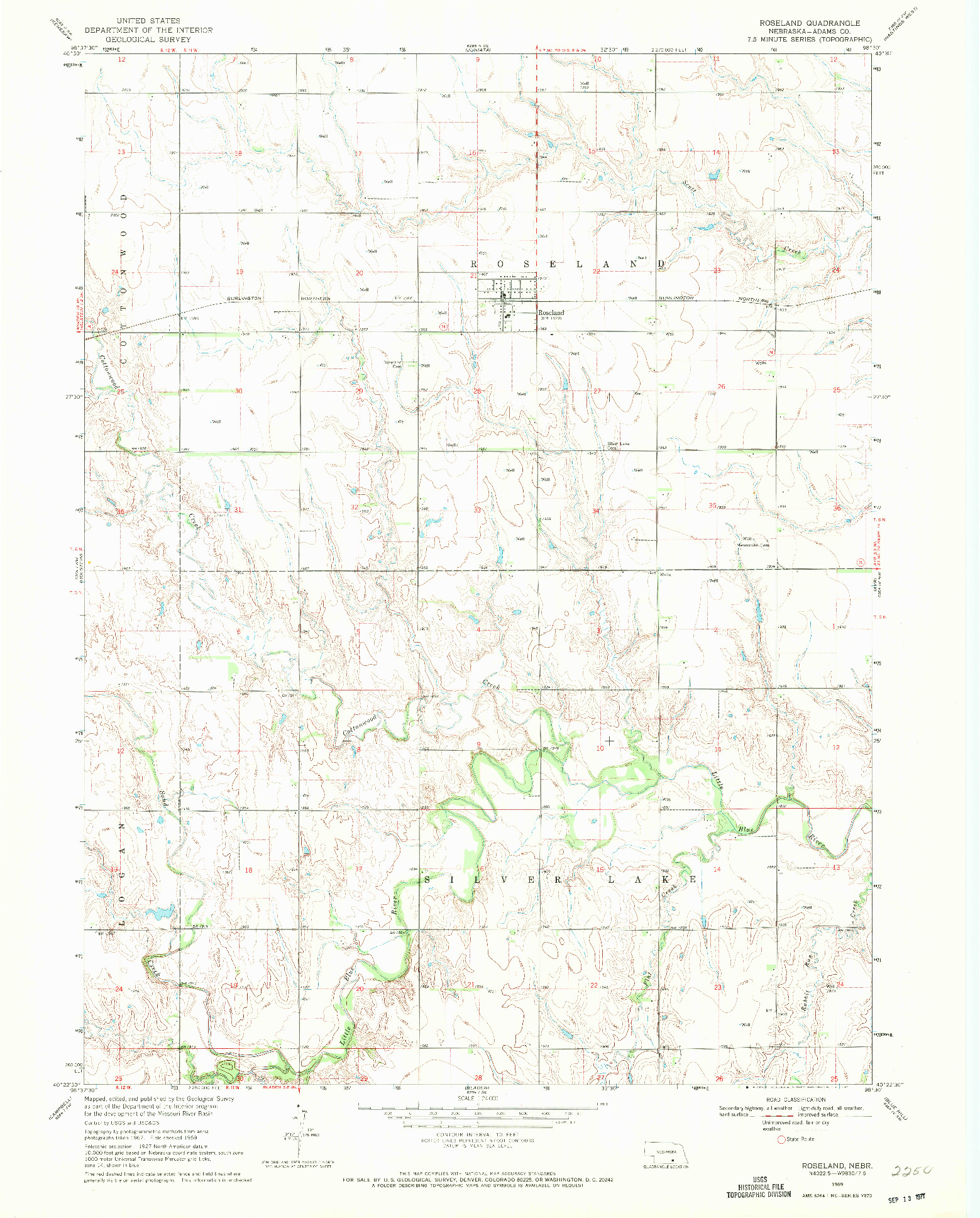 USGS 1:24000-SCALE QUADRANGLE FOR ROSELAND, NE 1969