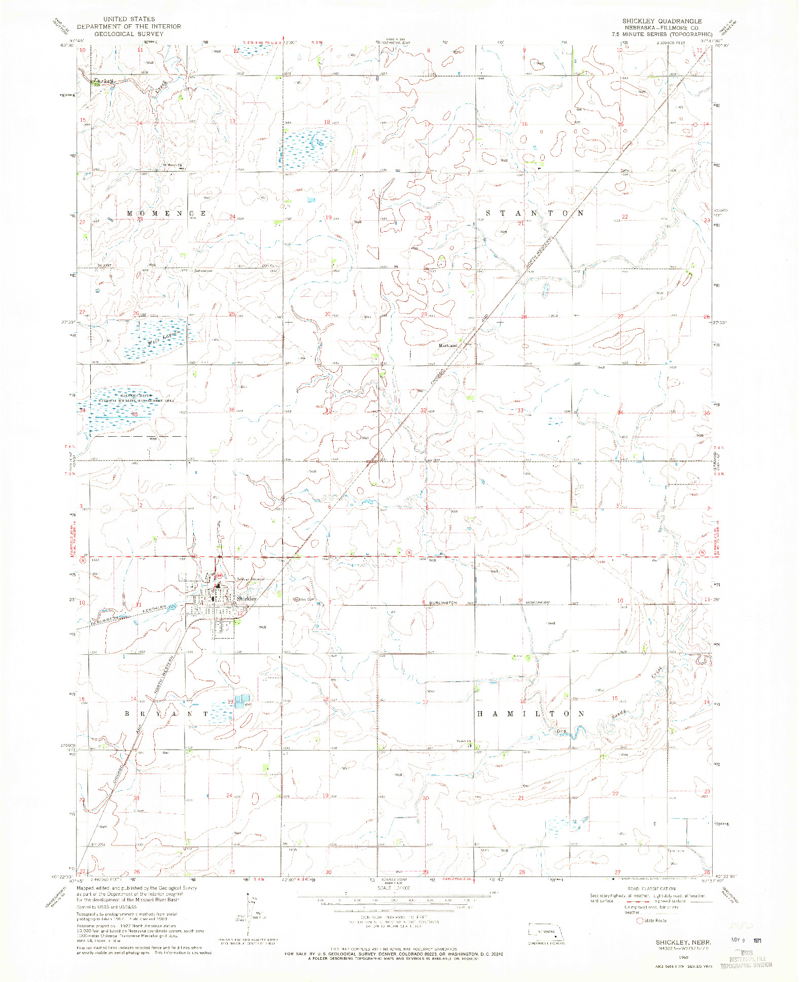 USGS 1:24000-SCALE QUADRANGLE FOR SHICKLEY, NE 1969