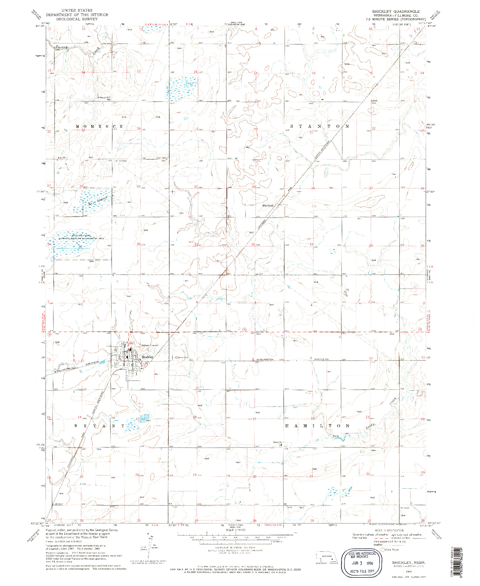 USGS 1:24000-SCALE QUADRANGLE FOR SHICKLEY, NE 1969