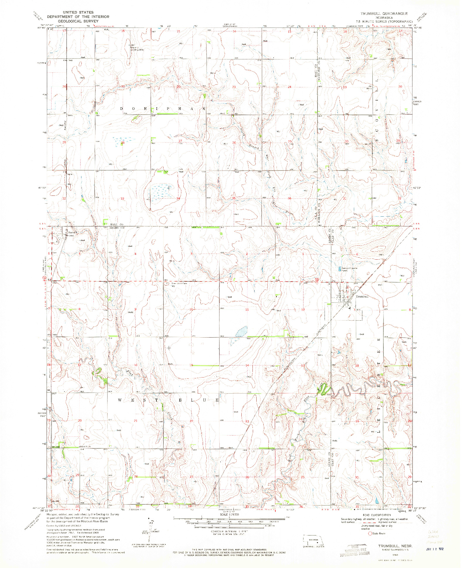 USGS 1:24000-SCALE QUADRANGLE FOR TRUMBULL, NE 1969