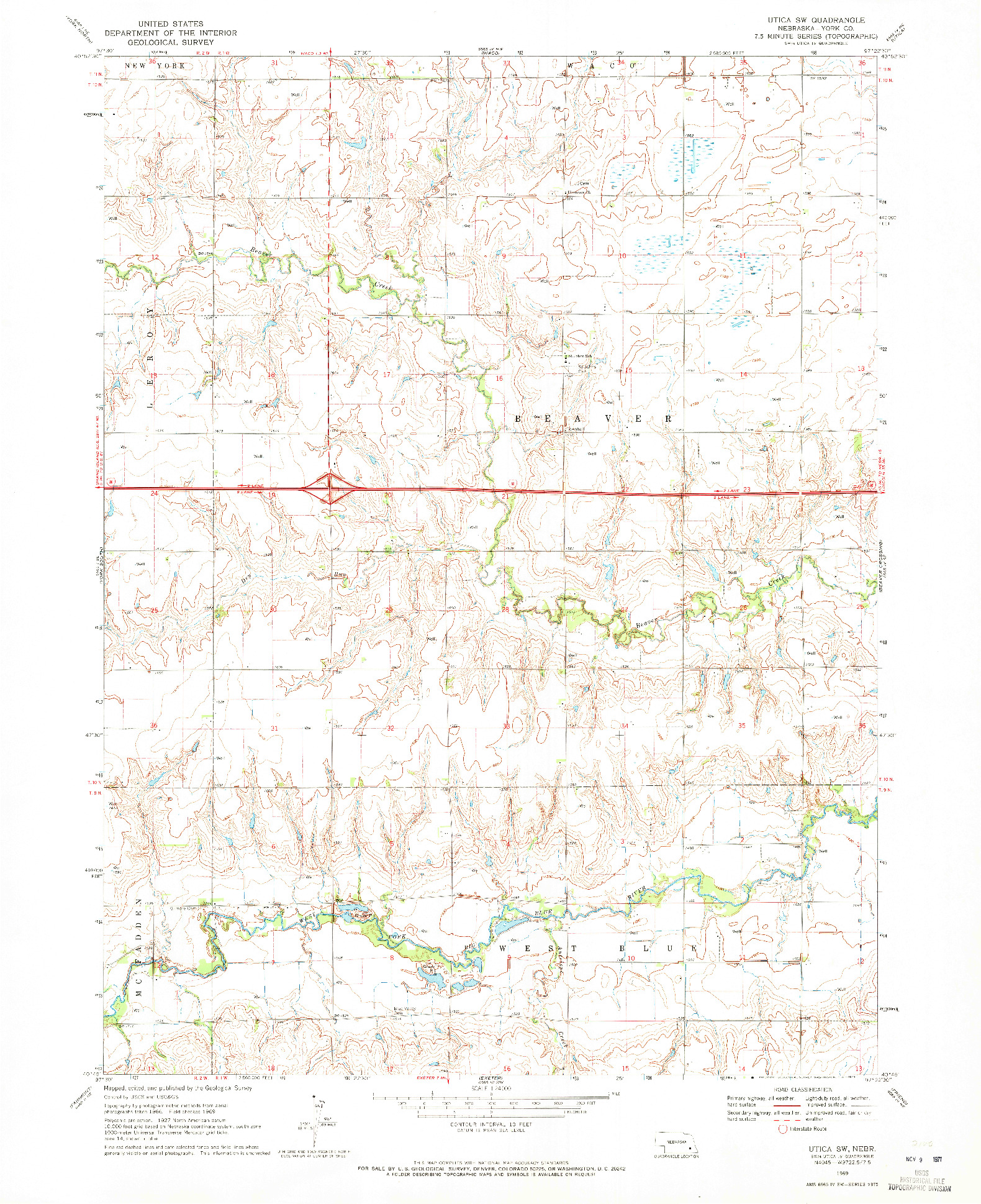 USGS 1:24000-SCALE QUADRANGLE FOR UTICA SW, NE 1969