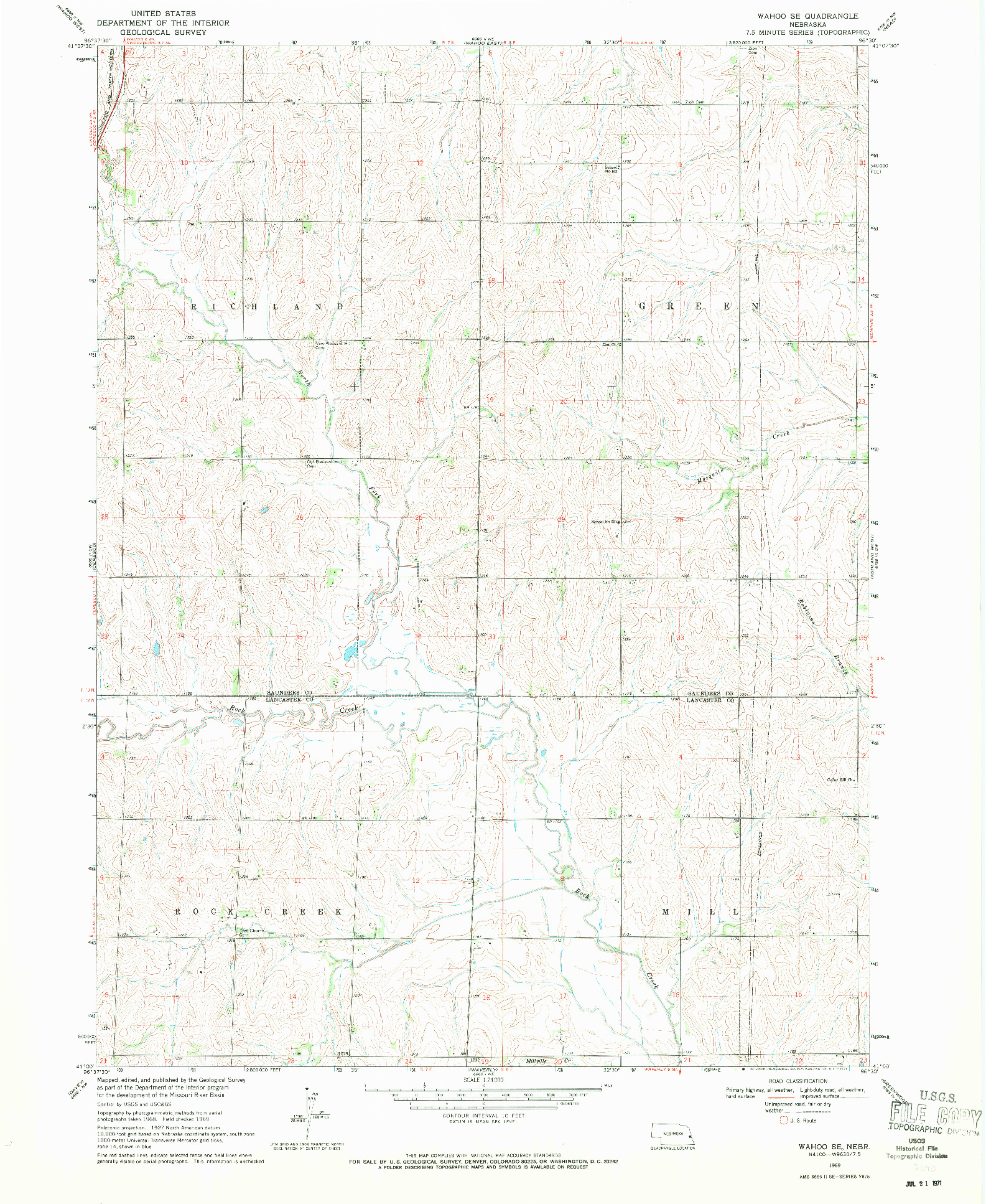 USGS 1:24000-SCALE QUADRANGLE FOR WAHOO SE, NE 1969