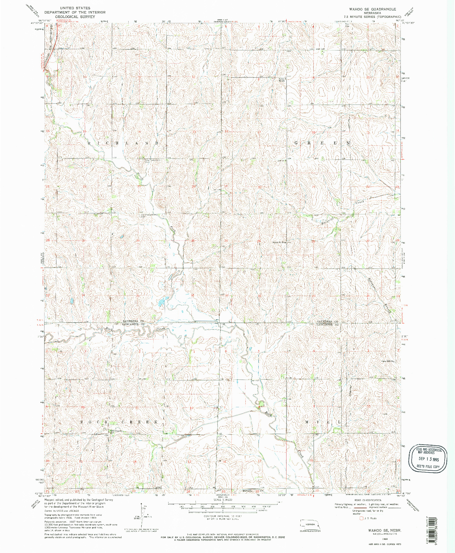 USGS 1:24000-SCALE QUADRANGLE FOR WAHOO SE, NE 1969