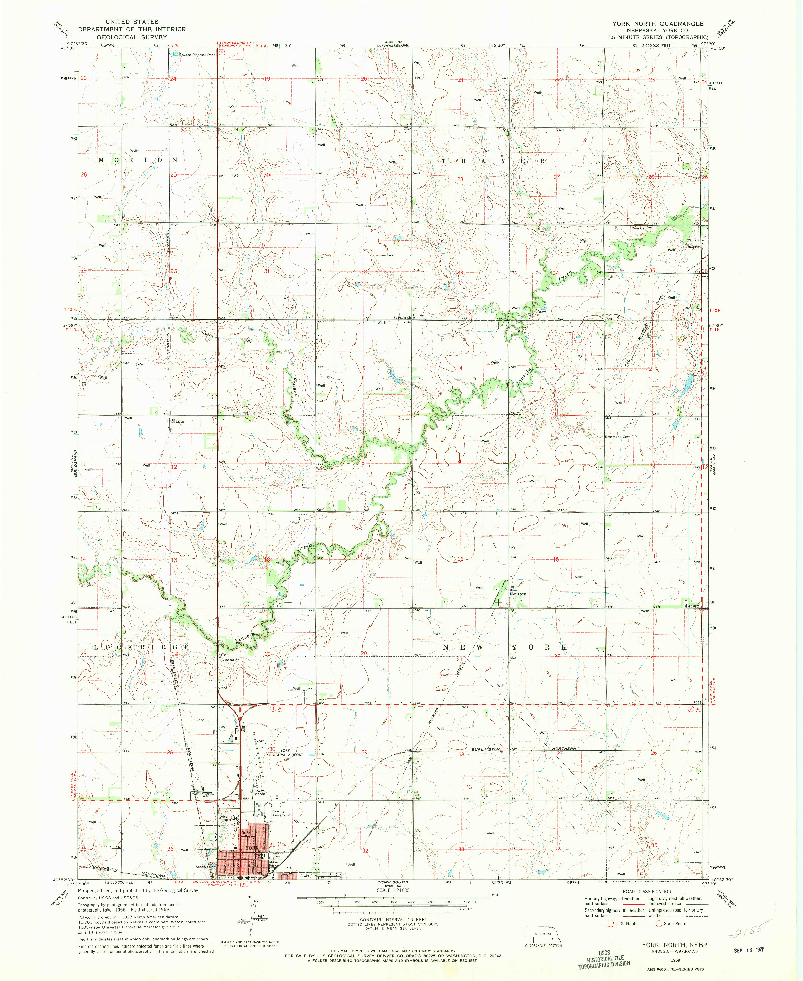 USGS 1:24000-SCALE QUADRANGLE FOR YORK NORTH, NE 1969