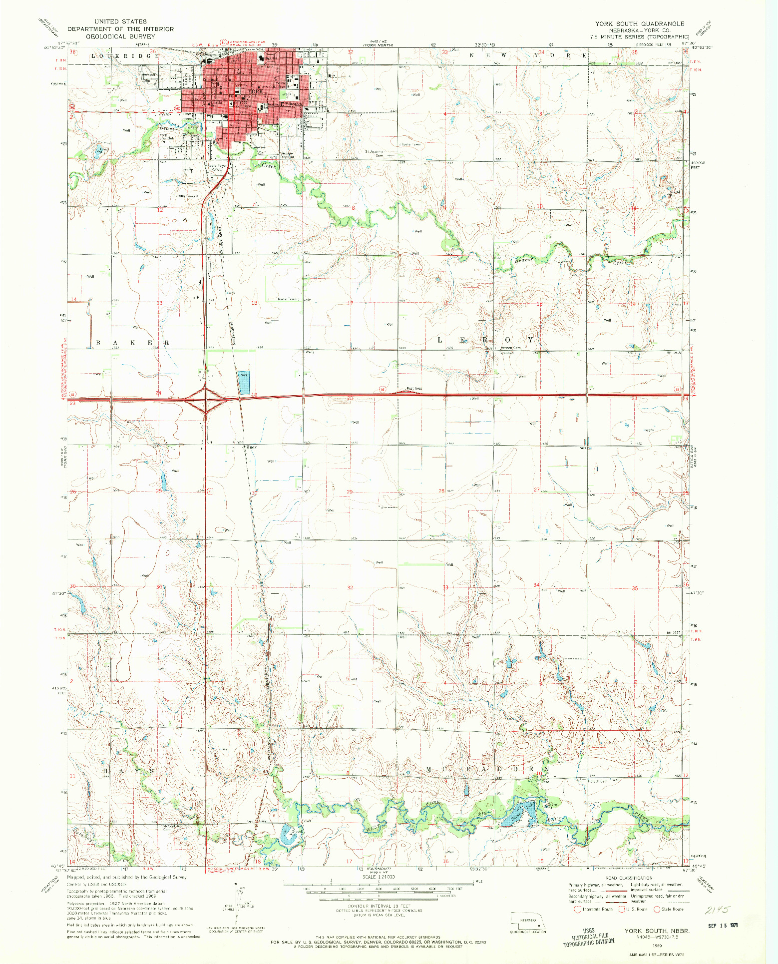 USGS 1:24000-SCALE QUADRANGLE FOR YORK SOUTH, NE 1969