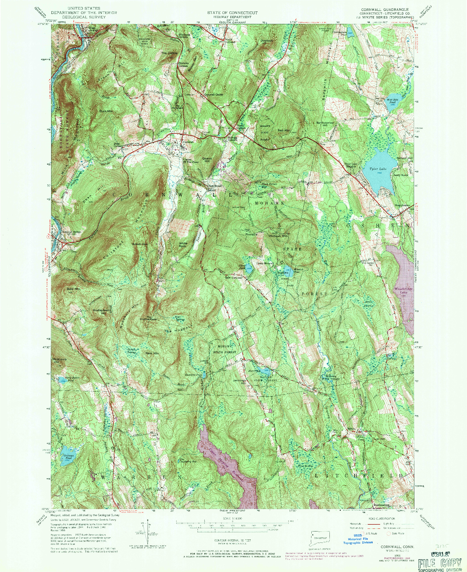 USGS 1:24000-SCALE QUADRANGLE FOR CORNWALL, CT 1956