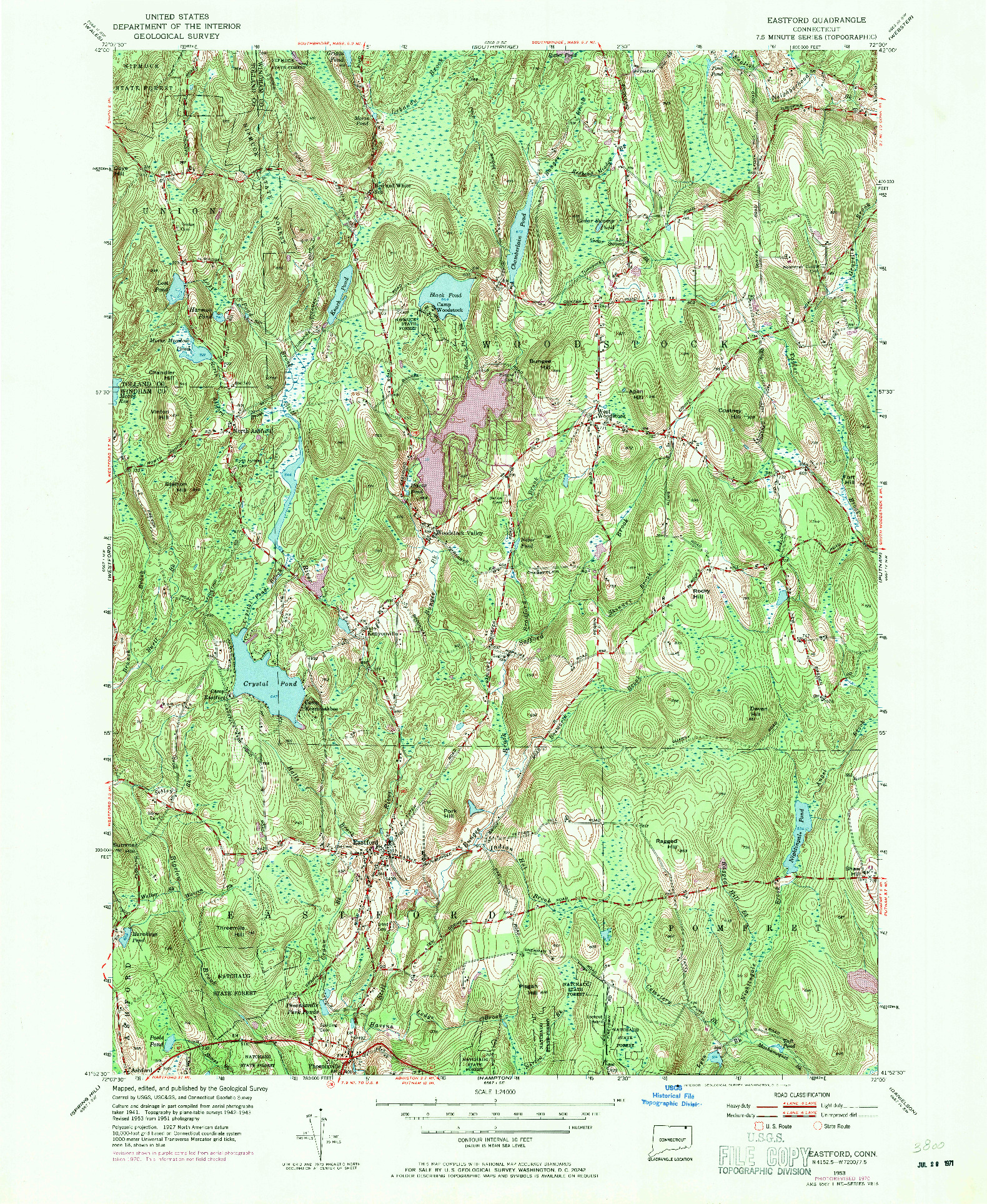 USGS 1:24000-SCALE QUADRANGLE FOR EASTFORD, CT 1953