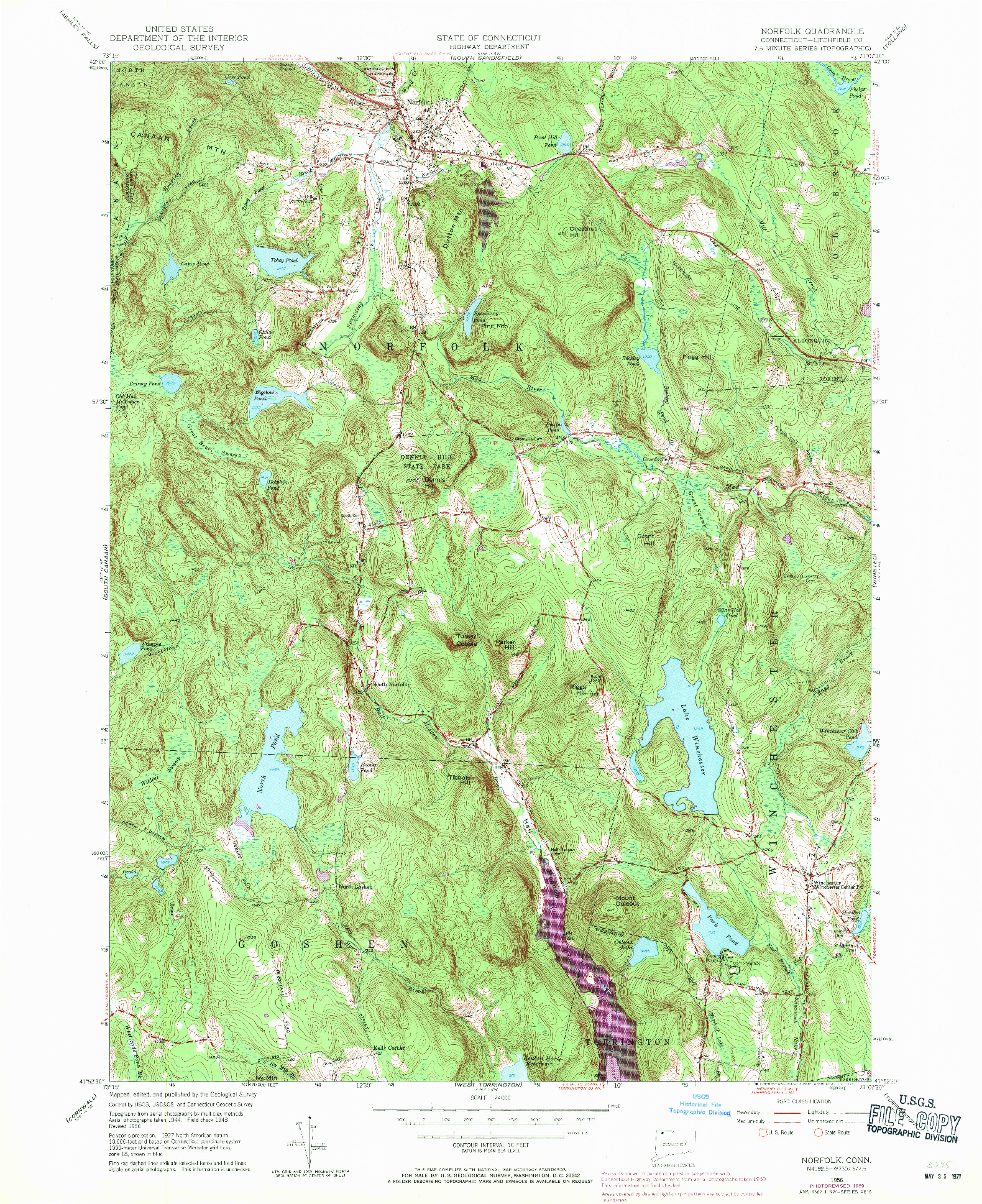 USGS 1:24000-SCALE QUADRANGLE FOR NORFOLK, CT 1965